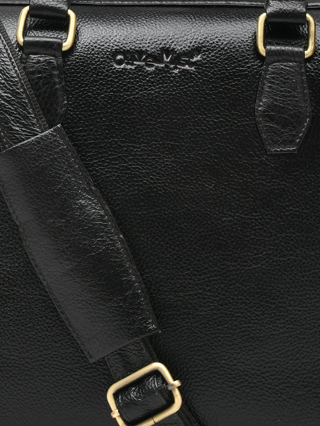 Unisex Genuine Leather Black 16 Inch Laptop Bag (OMLB-032N-BLACK)