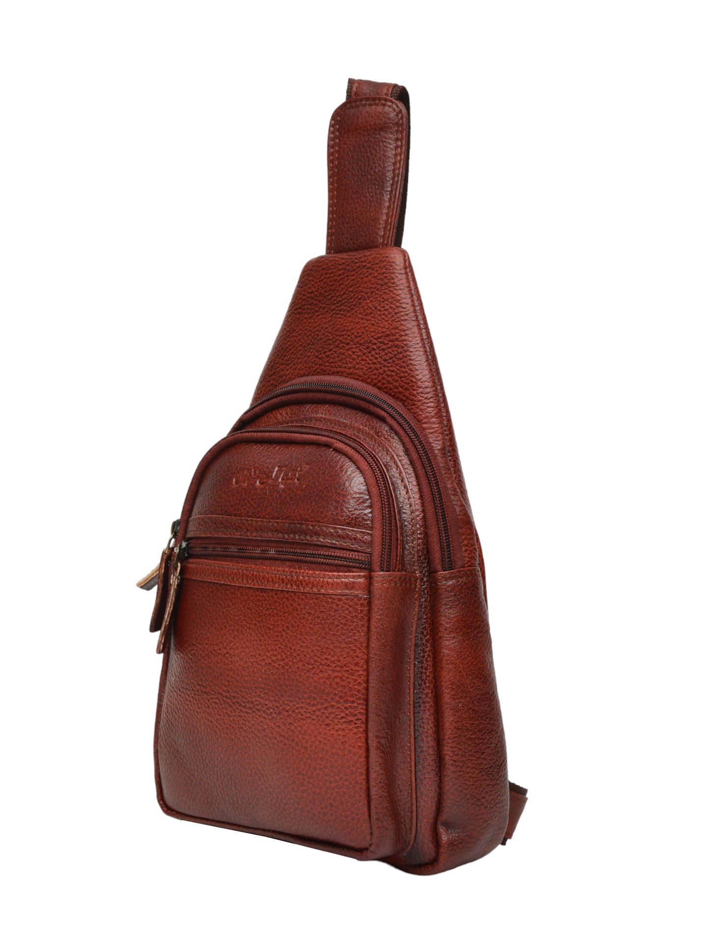 Textured Crossbody Leather Backpack (OMCB-036-B-BROWN)