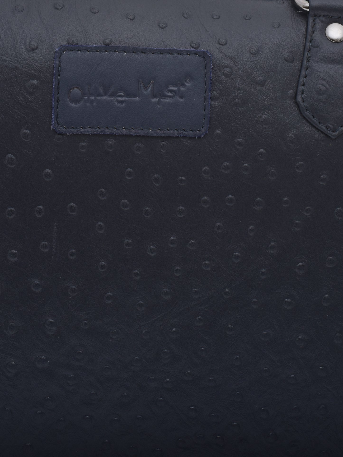 Unisex Navy Blue Ostrich Printed Leather Laptop Bag 16 Inch (OMLB-001-O-BLUE)
