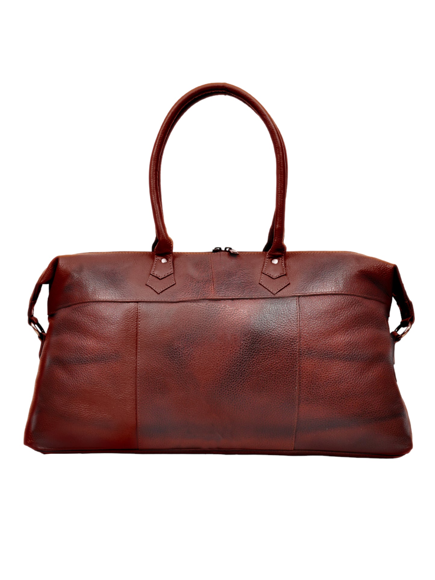 Brown Textured Genuine Leather Duffel Bag Cabin Size (OMDB-031-BROWN)