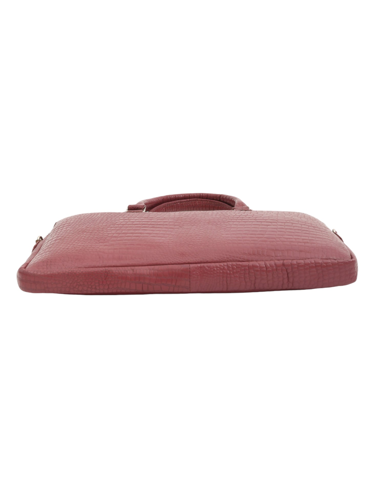 Unisex Genuine Leather Laptop Bag - Maroon Croco Textured 16 Inches (OMLB-001-C-MAROON)