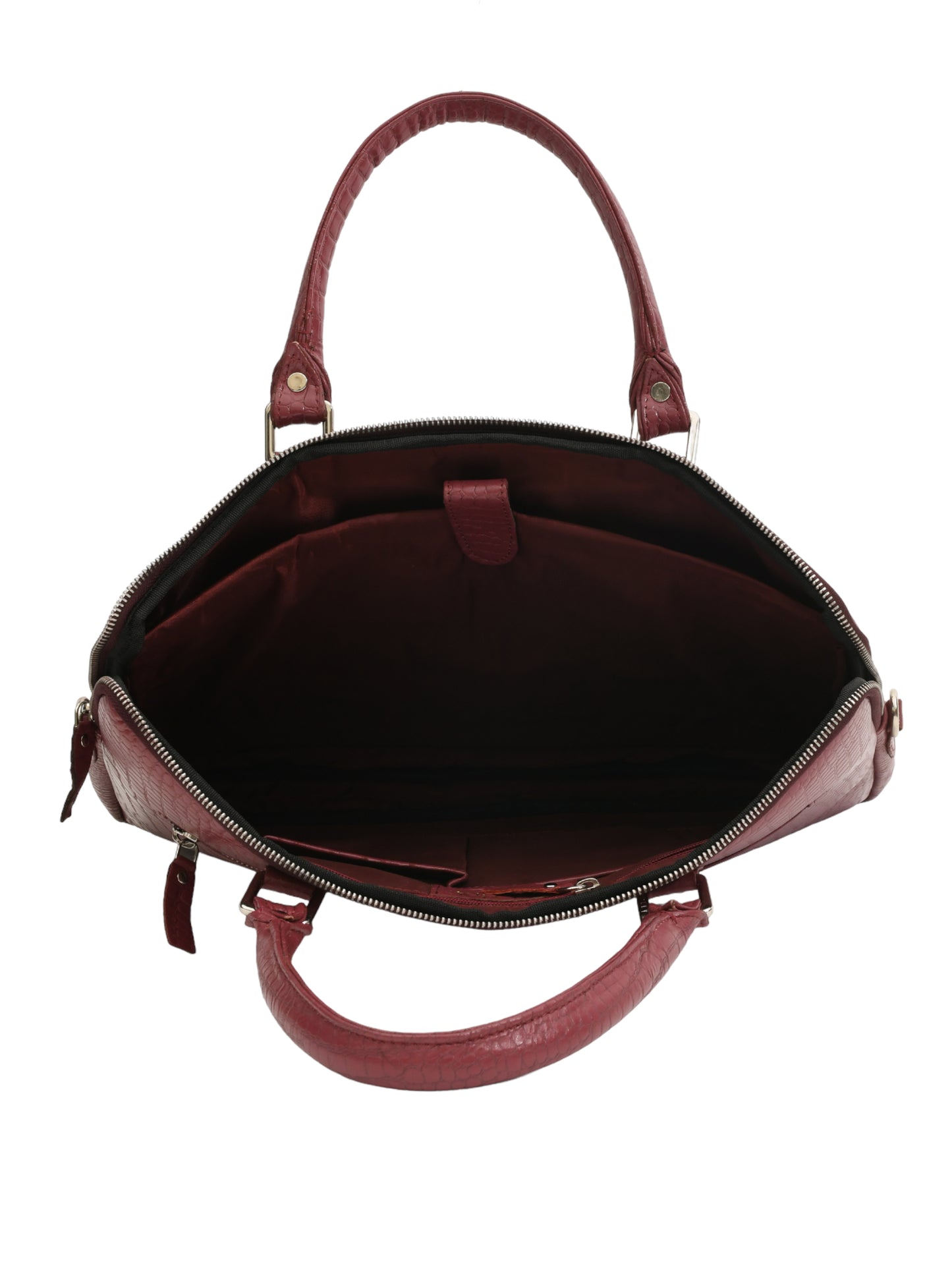 Unisex Genuine Leather Laptop Bag - Maroon Croco Textured 16 Inches (OMLB-001-C-MAROON)