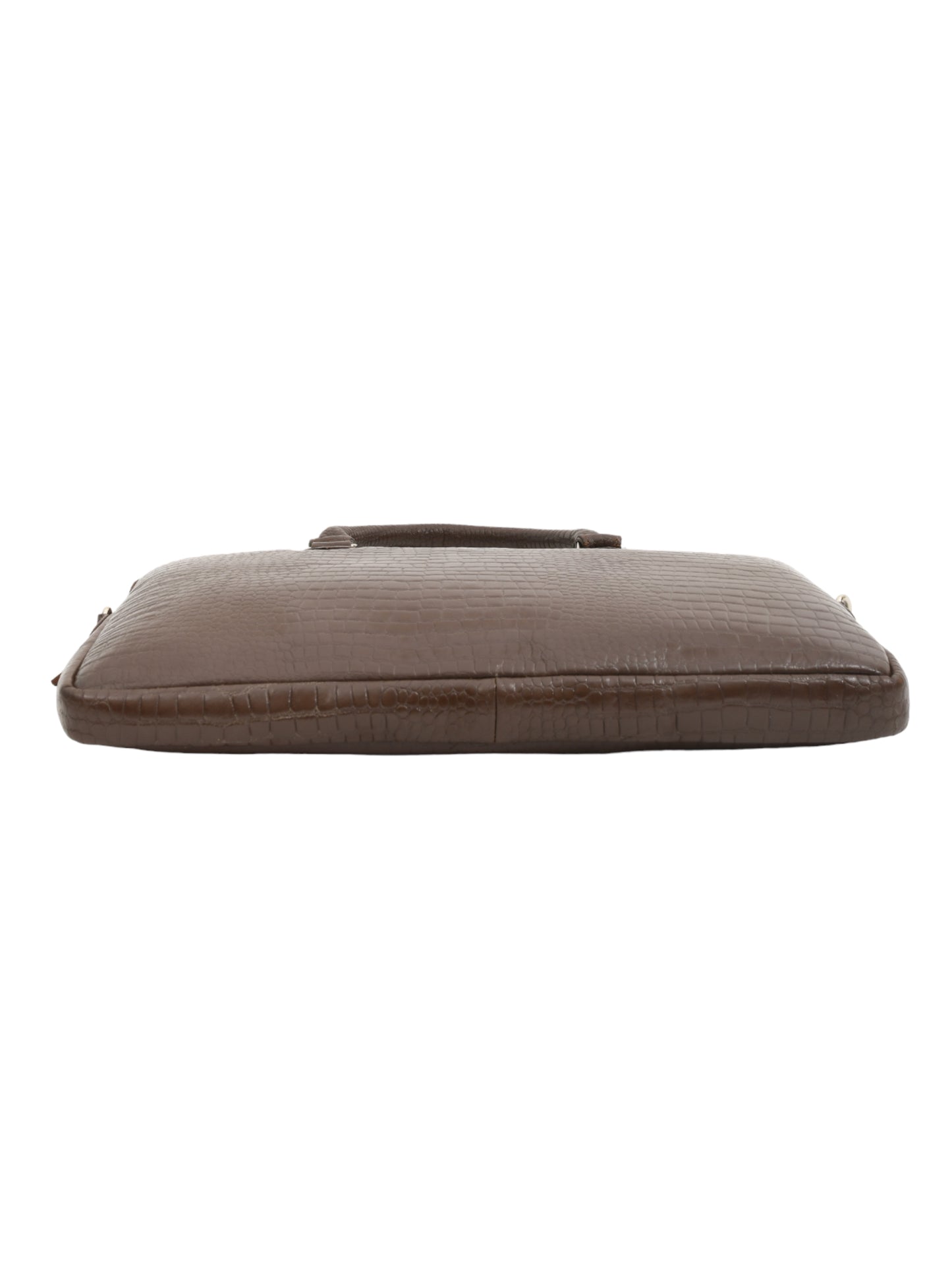 Unisex Genuine Leather Brown Croco Textured Laptop Bag 16 Inches (OMLB-001-C-BROWN)