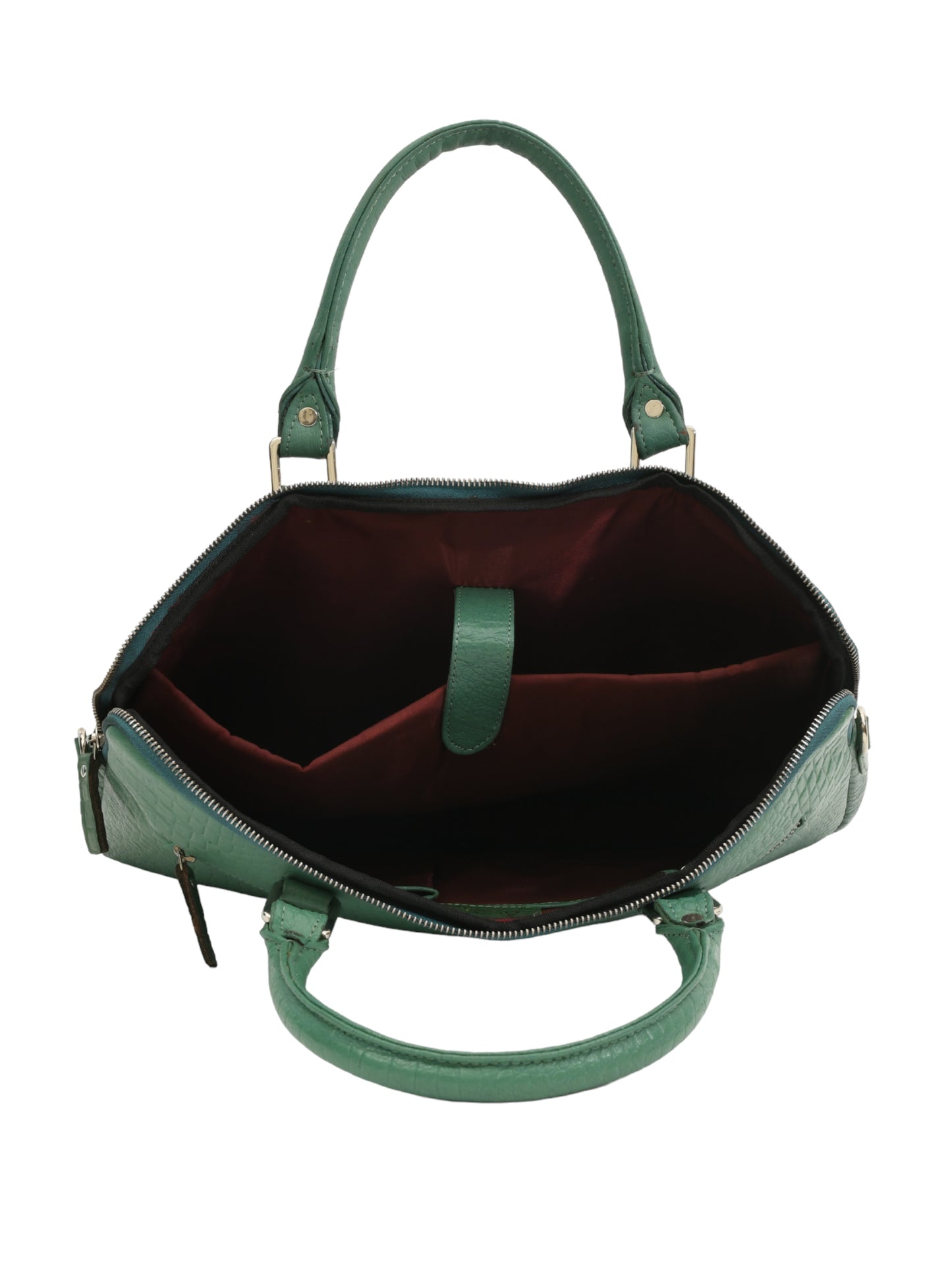 Unisex Genuine Leather Laptop Bag - Green Croco Textured 16 Inches (OMLB-001-C-GREEN)