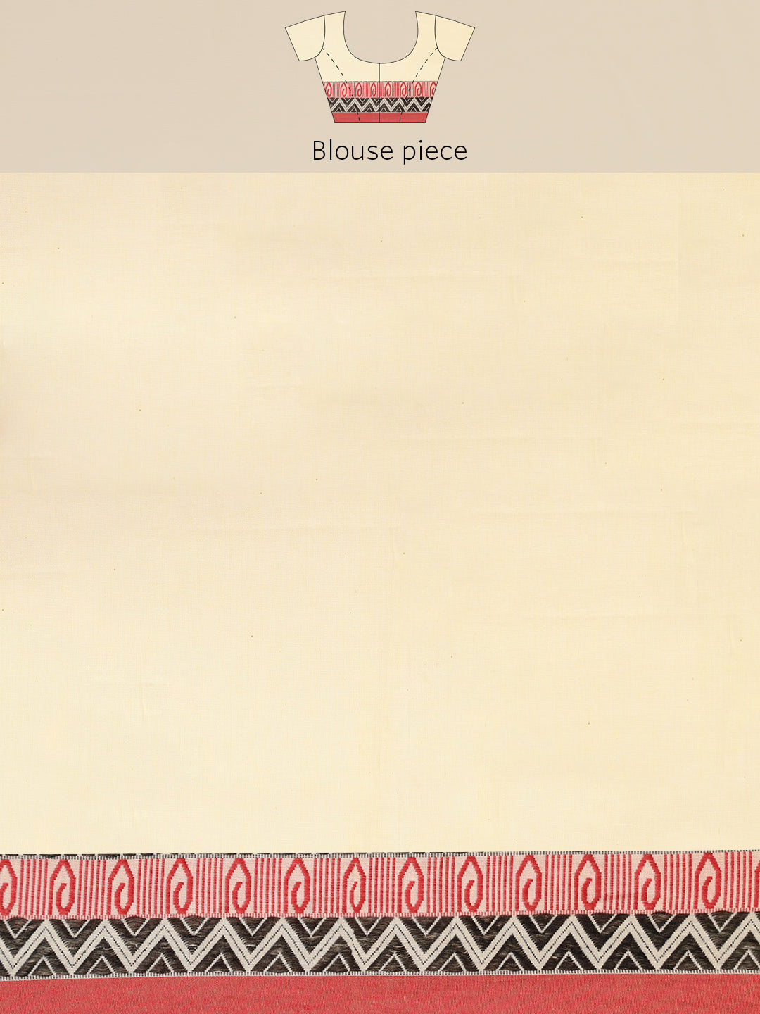 Pure Cotton Cream & Red Saree (TDSR2-17-CREAM)