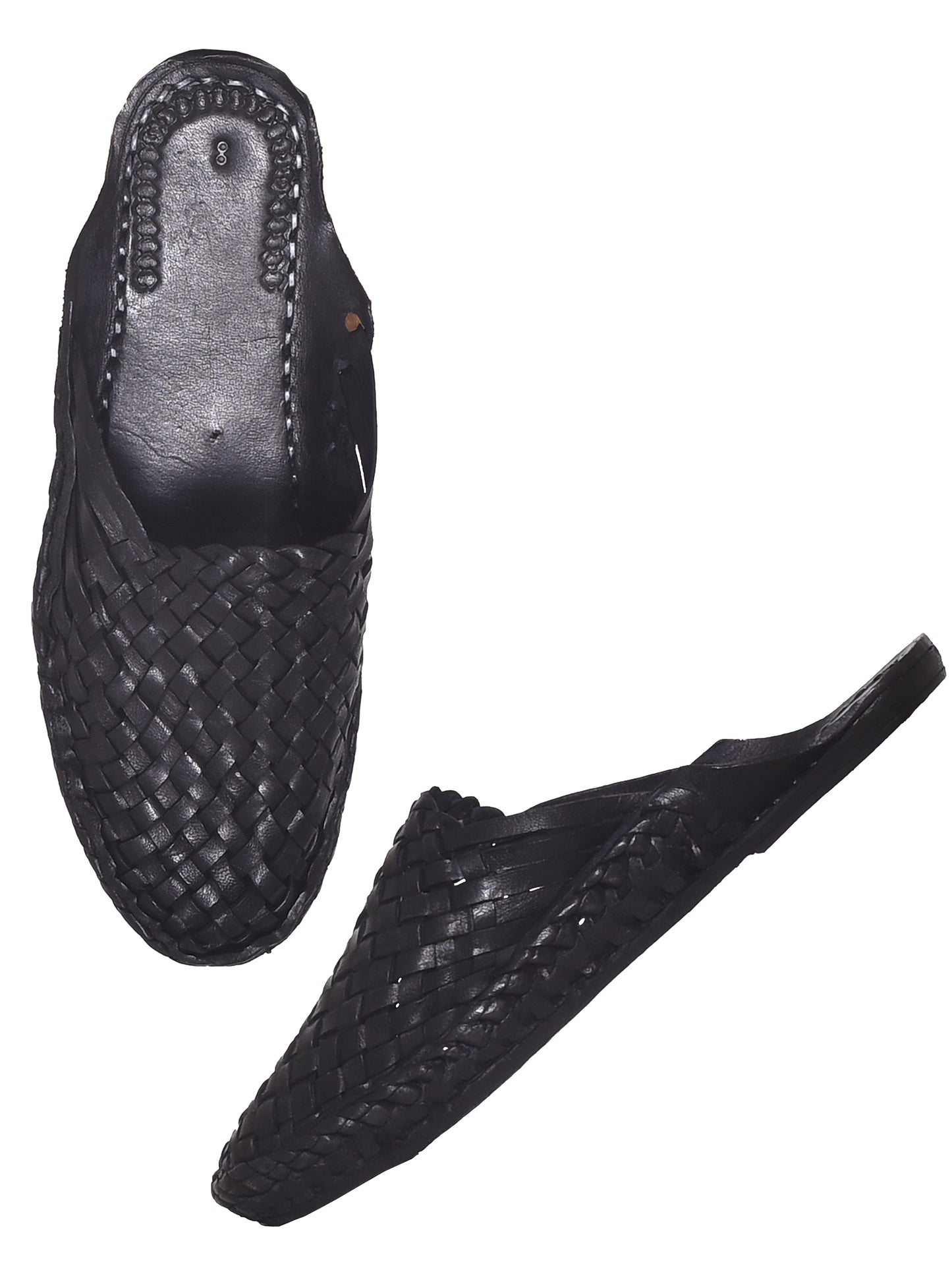 Handcrafted Leather Men Black Ethnic Shoe-Style Kolhapuri (OMKP-001-BLACK)