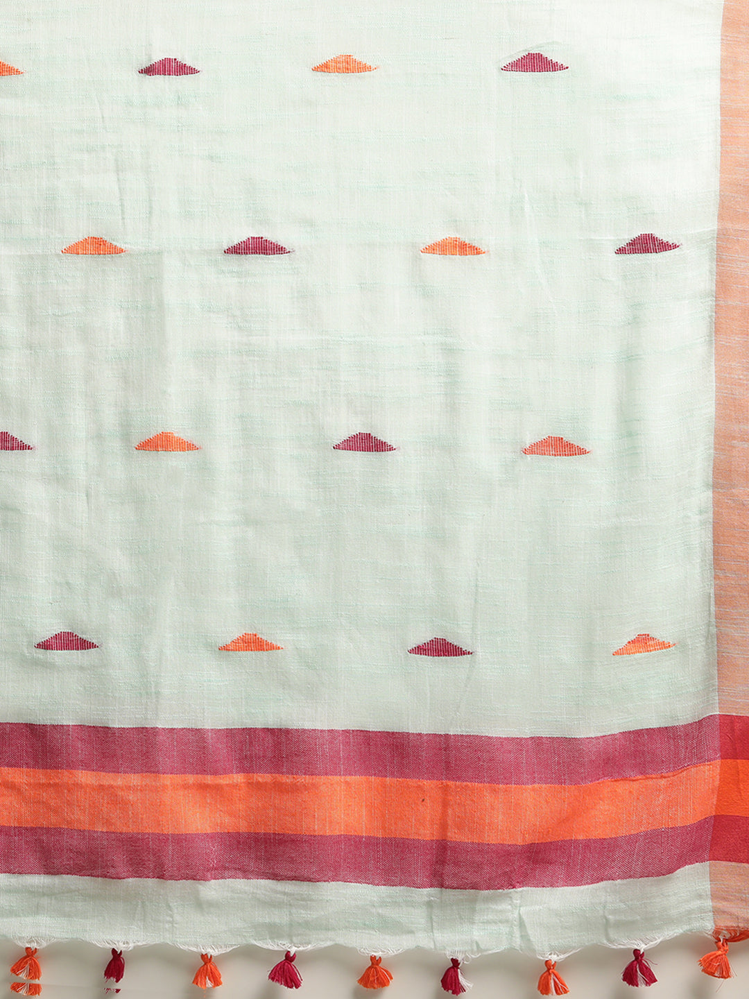 Sea Green Pure Cotton Woven Design Handloom Linen Saree (TDSR-03-SGREEN)