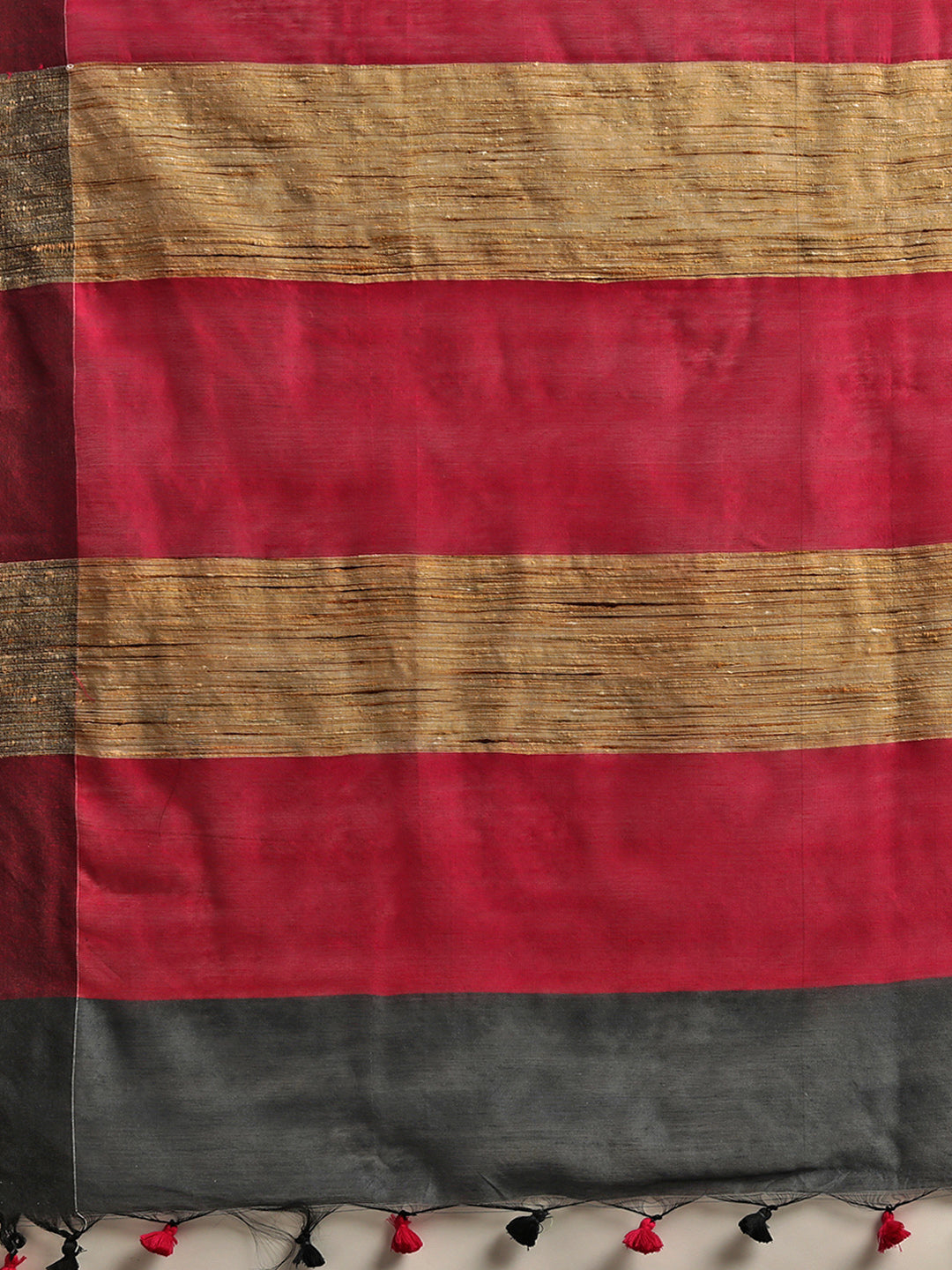Black & Pink Handloom Striped Saree (TDSR-01-BLACK)