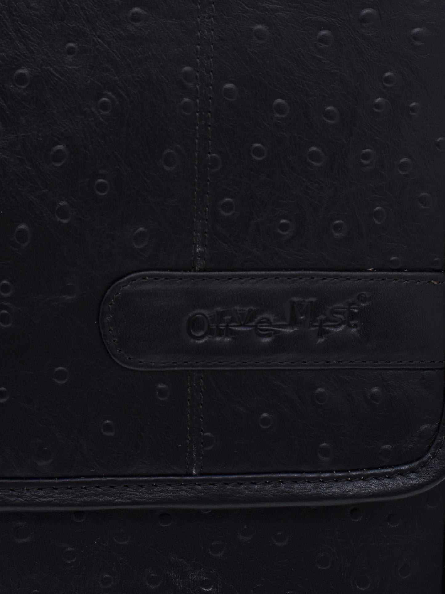 Unisex Black Ostrich Leather Messenger Laptop Bag 14 Inch (OMLB-009-O-BLACK)