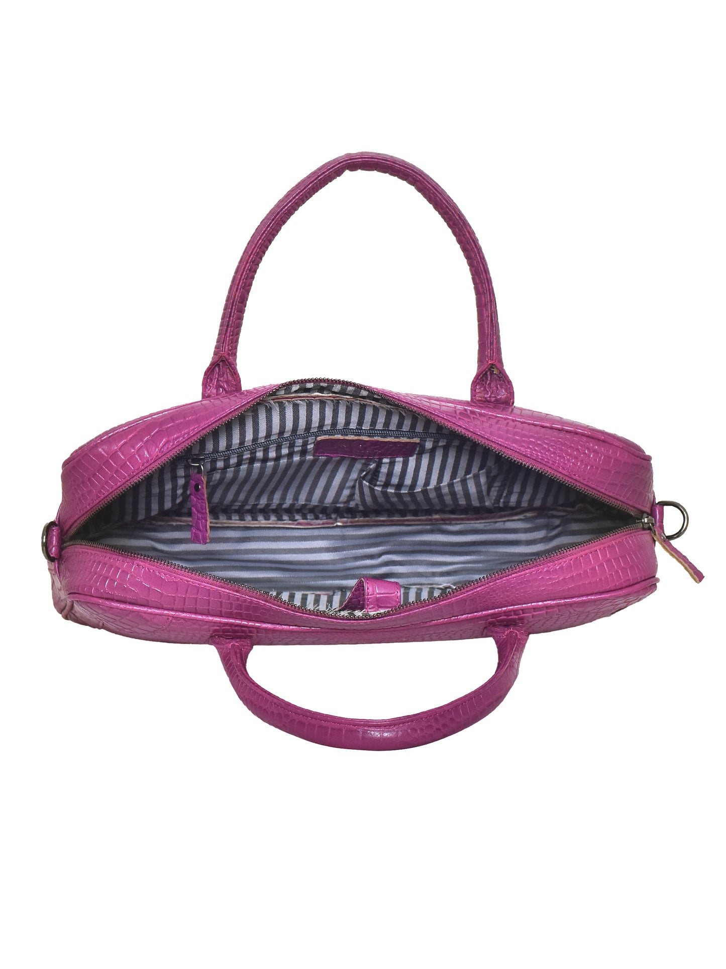 Unisex Leather Laptop Bag Burgundy Crocodile Textured 16 Inch (OMLB-016-C-BRGNDY)
