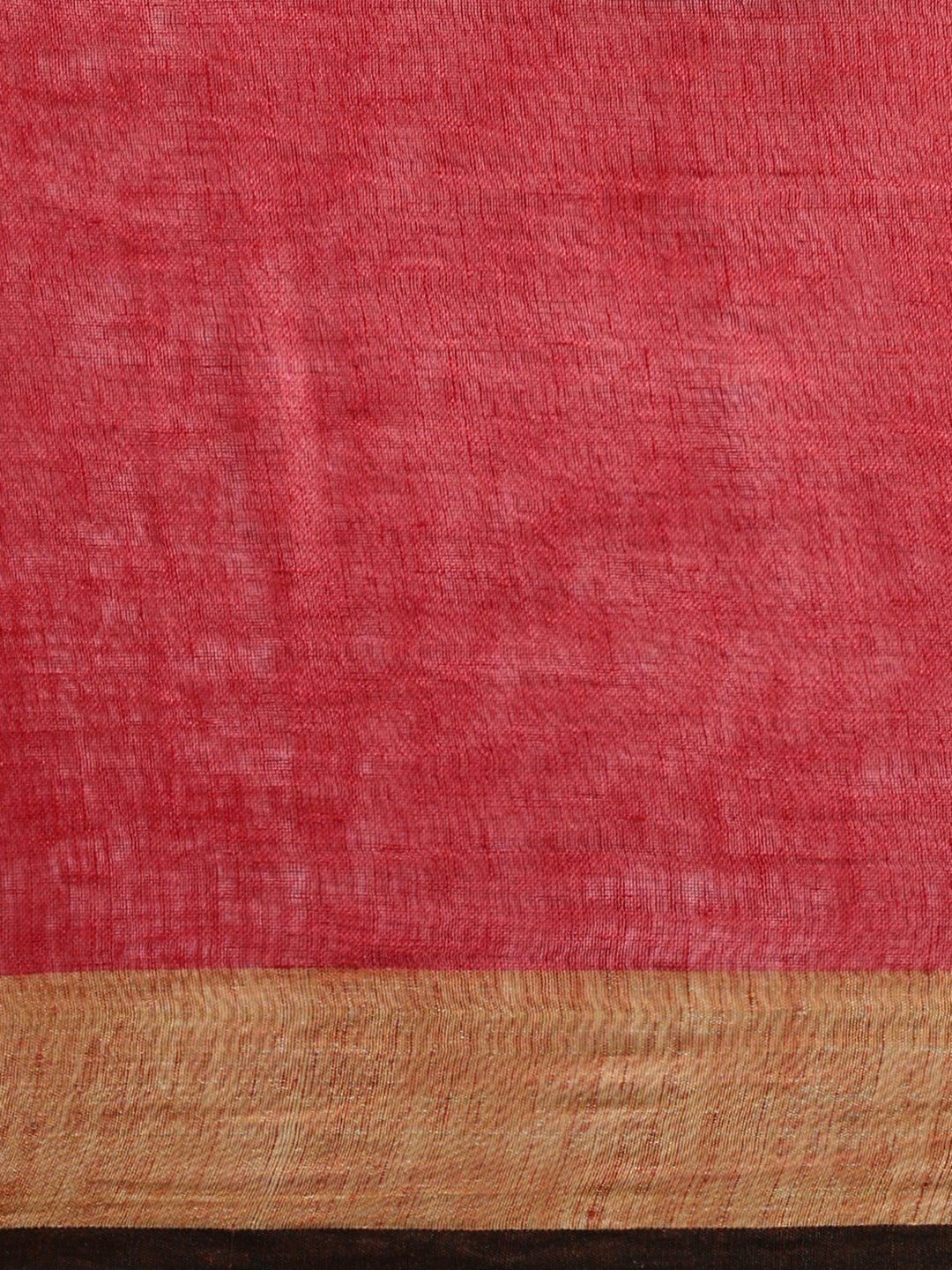 Red & Golden Pure Linen Solid Handloom Sustainable Bhagalpuri Saree (NASR3-59-RED)