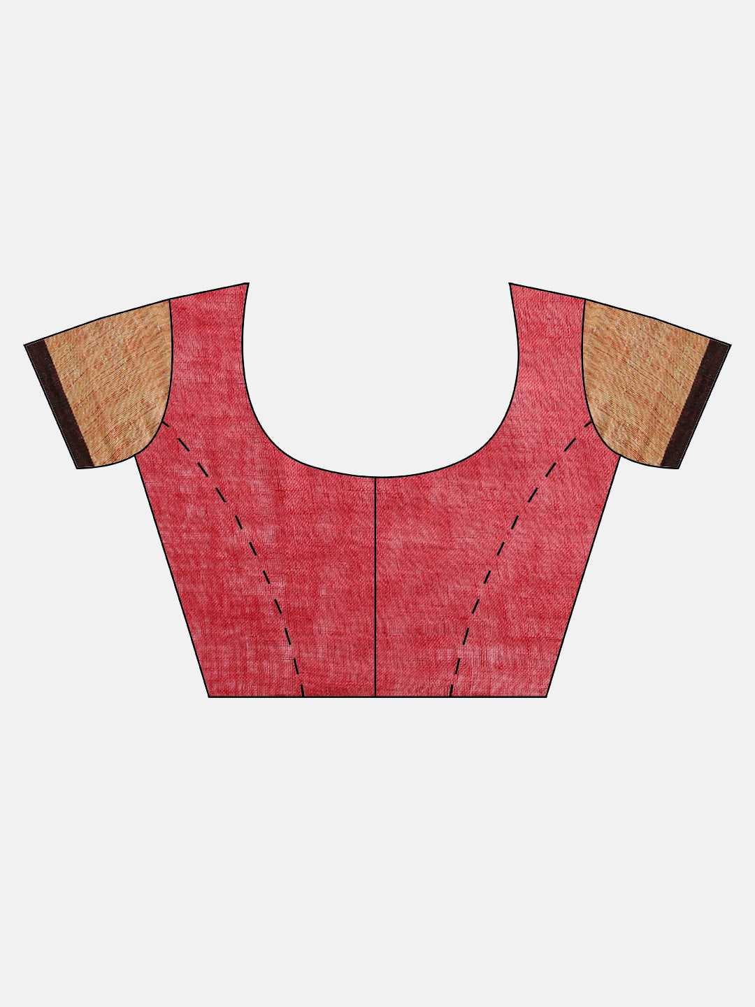 Red & Golden Pure Linen Solid Handloom Sustainable Bhagalpuri Saree (NASR3-59-RED)