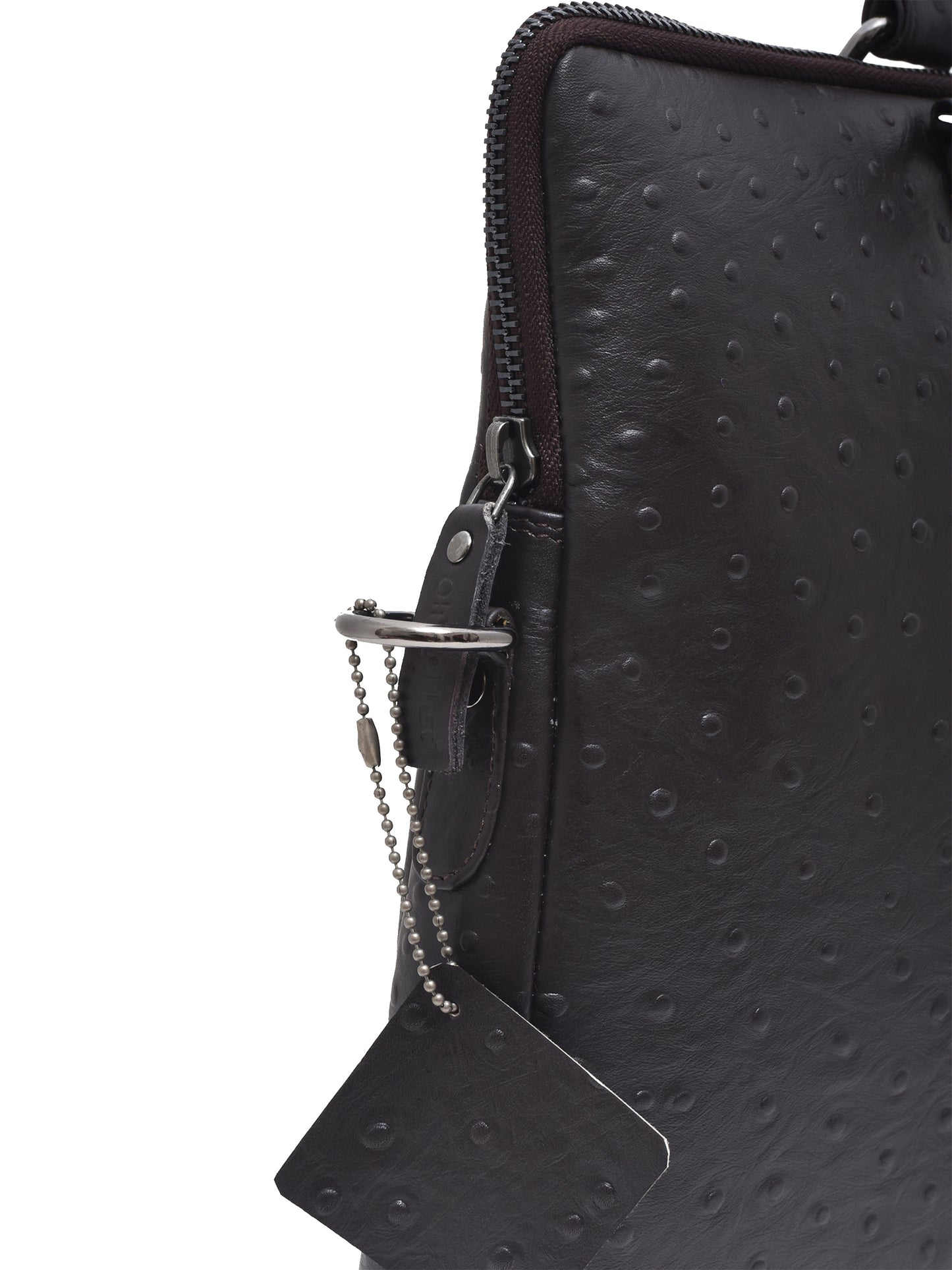 Genuine Leather Laptop Bag Unisex Brown Ostrich Print 16 Inch (OMLB-001-O-BROWN)