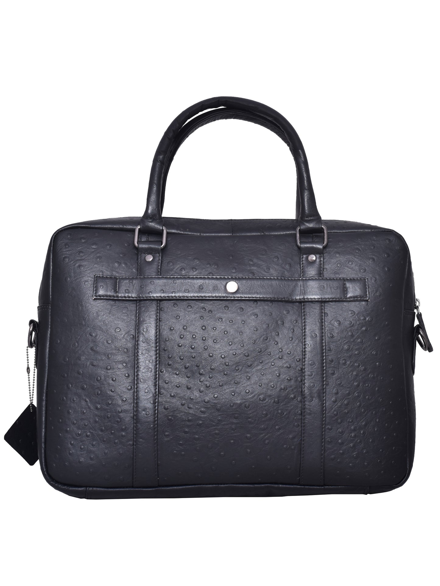 Black Unisex Ostrich Leather Laptop Bag 16 Inch (OMLB-006-O-BLACK)