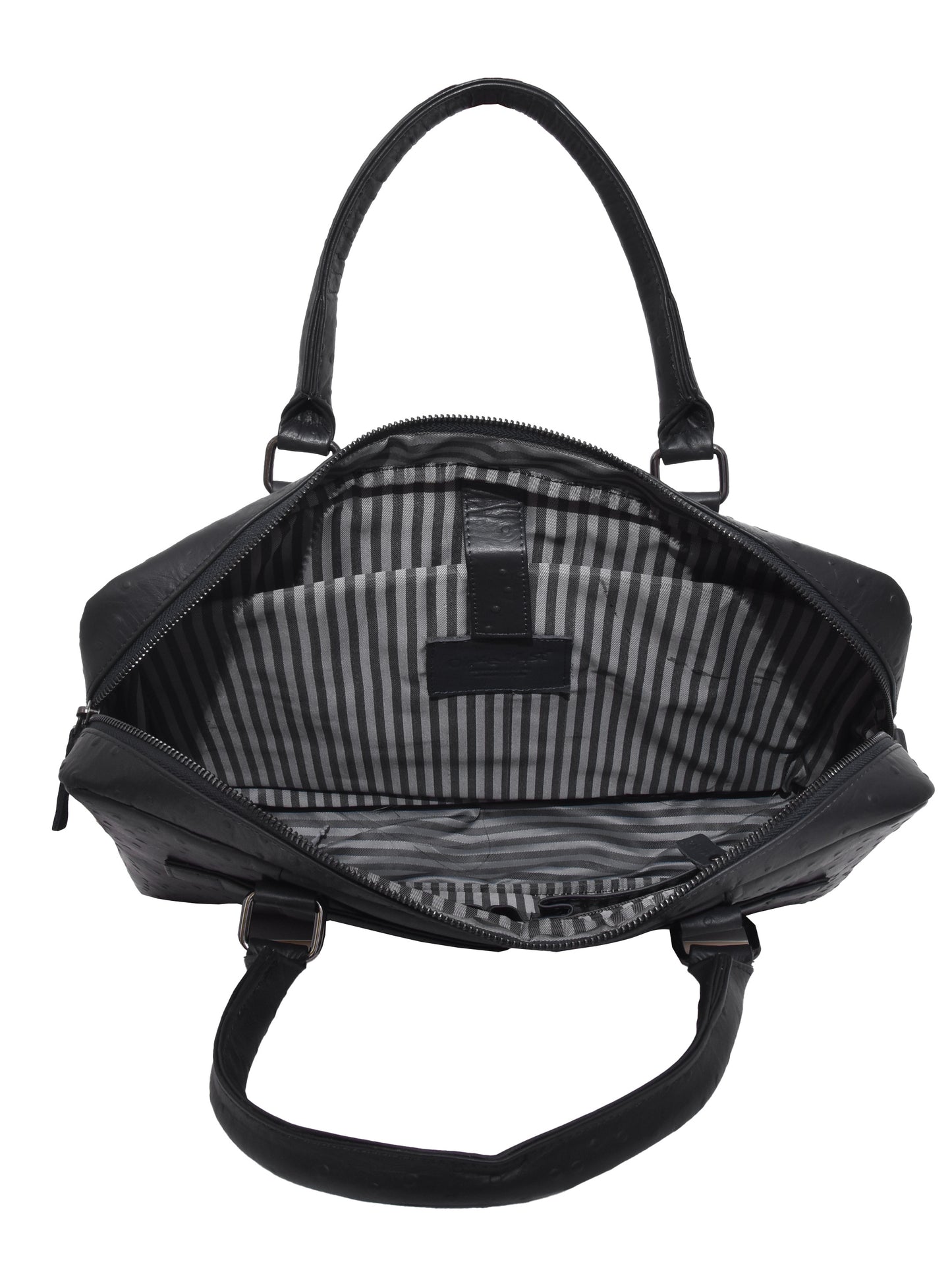Black Unisex Ostrich Leather Laptop Bag 16 Inch (OMLB-006-O-BLACK)