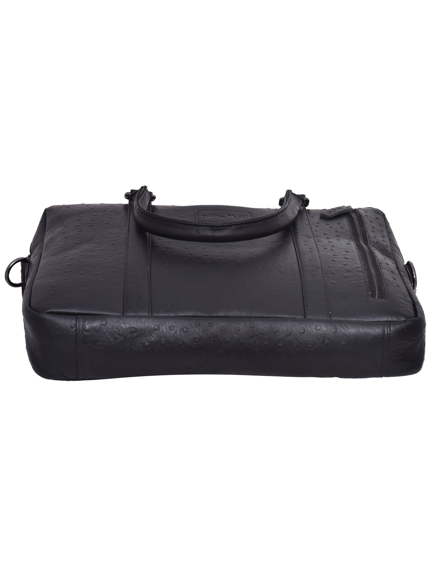 Black Unisex Ostrich Leather Laptop Bag 16 Inch (OMLB-006-O-BLACK)