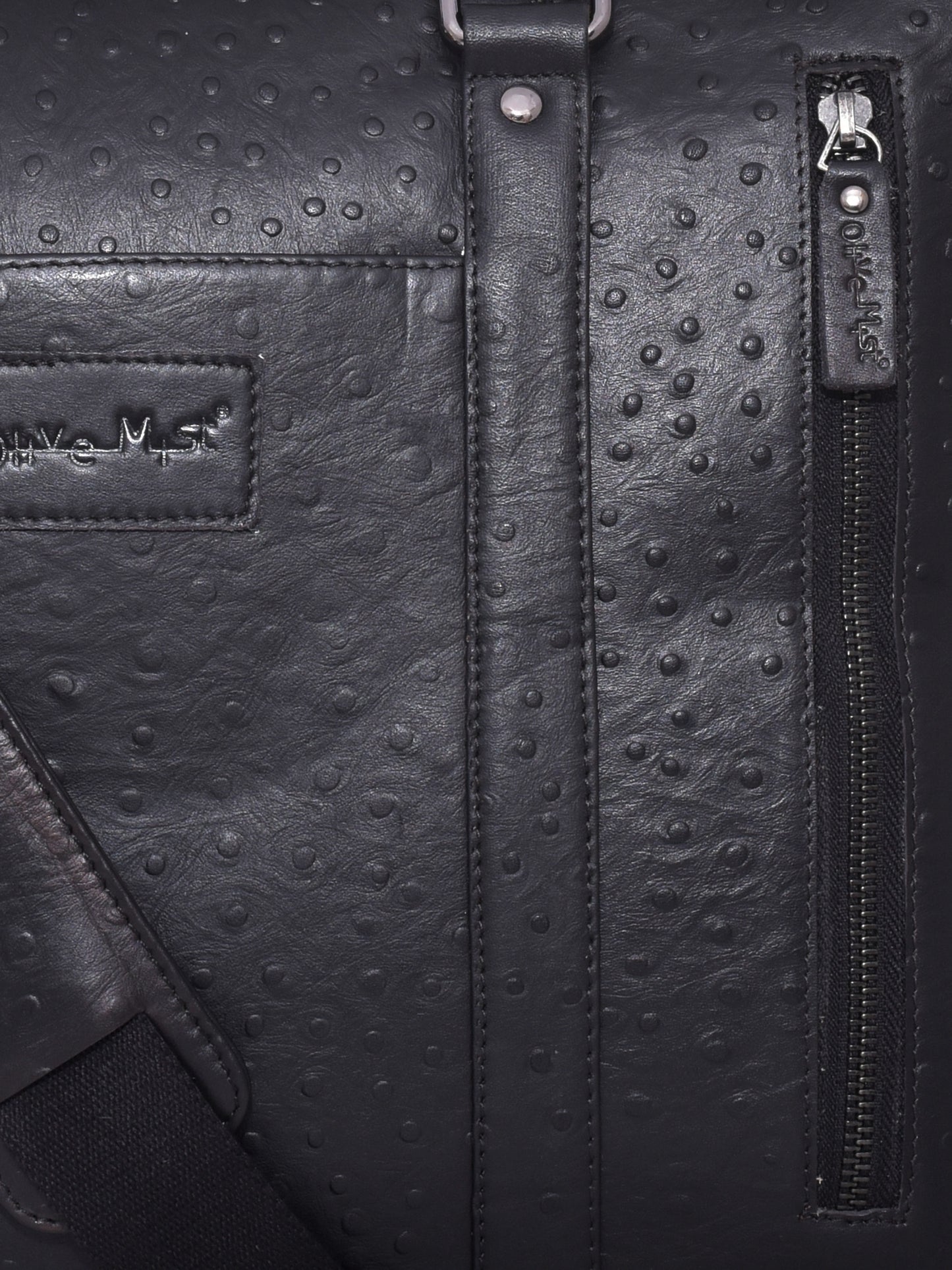 Black Unisex Ostrich Leather Laptop Bag 16 Inch (OMLB-006-O-BLACK)
