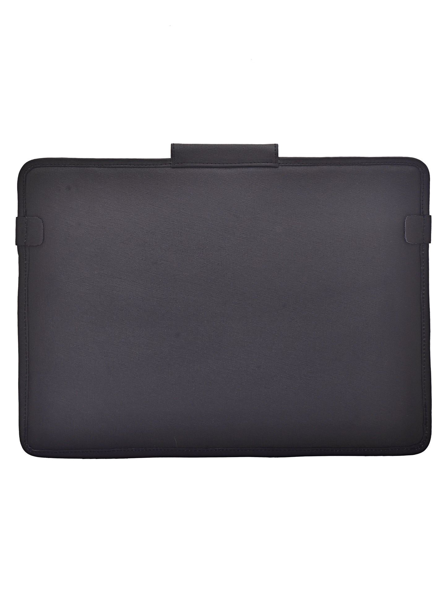 Unisex Black Saffiano Textured Leather Laptop Sleeve 14 Inch (OMLS-012-S-BLACK)