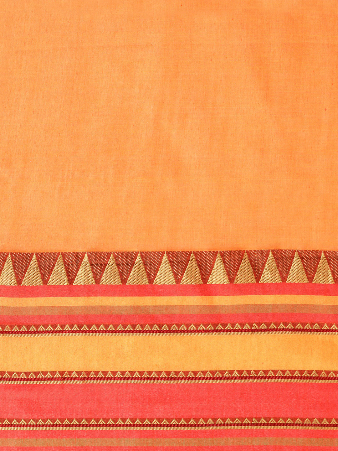 Orange & Red Striped Handloom Pure Cotton & Saree (TDSR4-29-ORANGE)