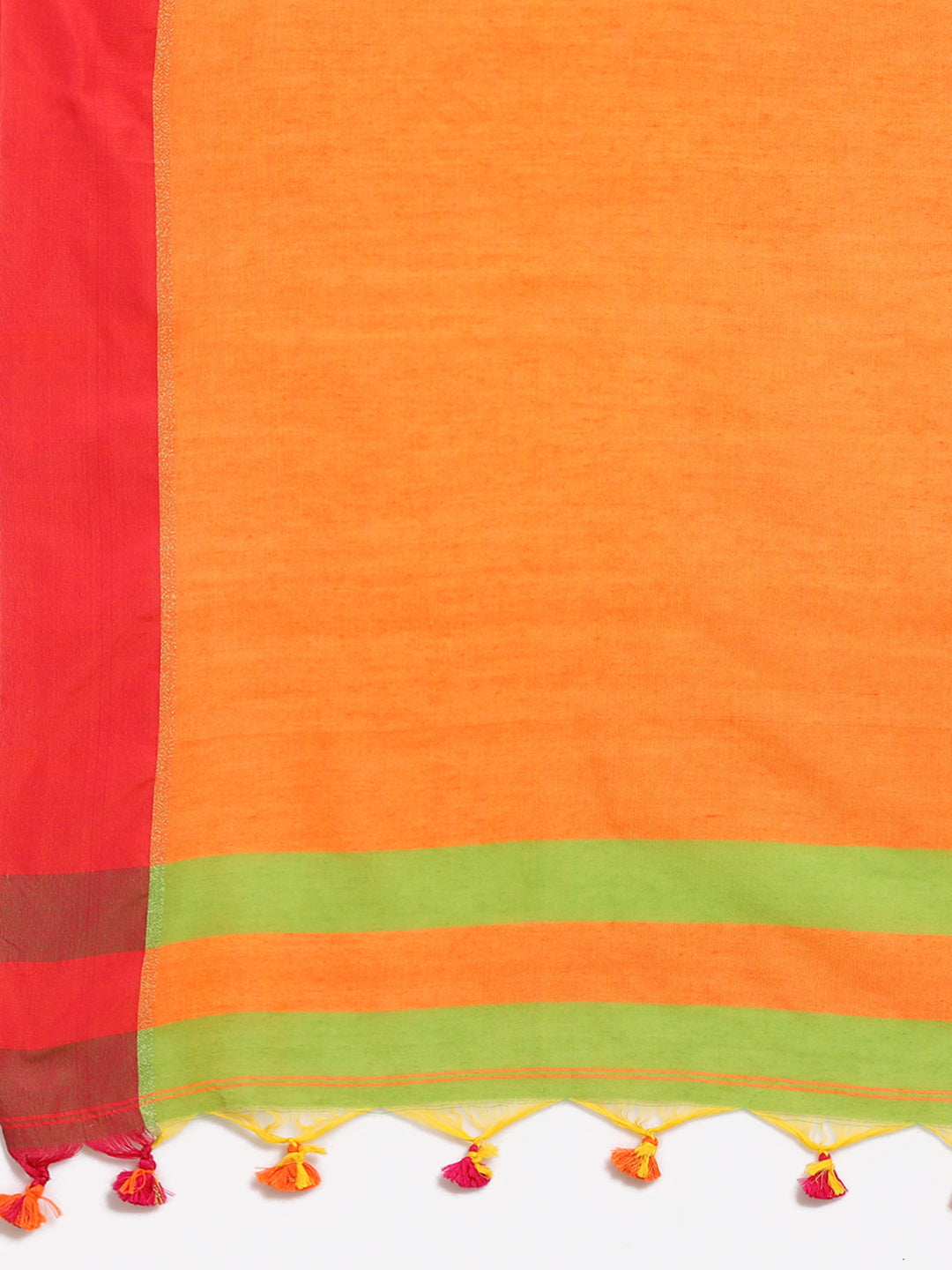 Green & Orange Pure Cotton Solid Saree (NASR2-43-GREEN)