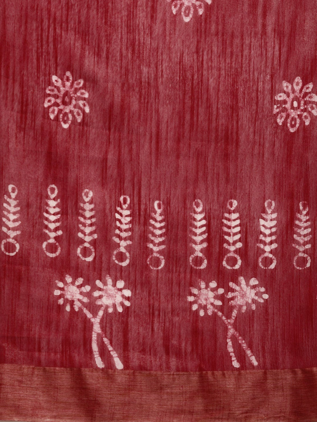 Red Silk Blend Batik Printed Chanderi Saree (NASR1-02-RED)