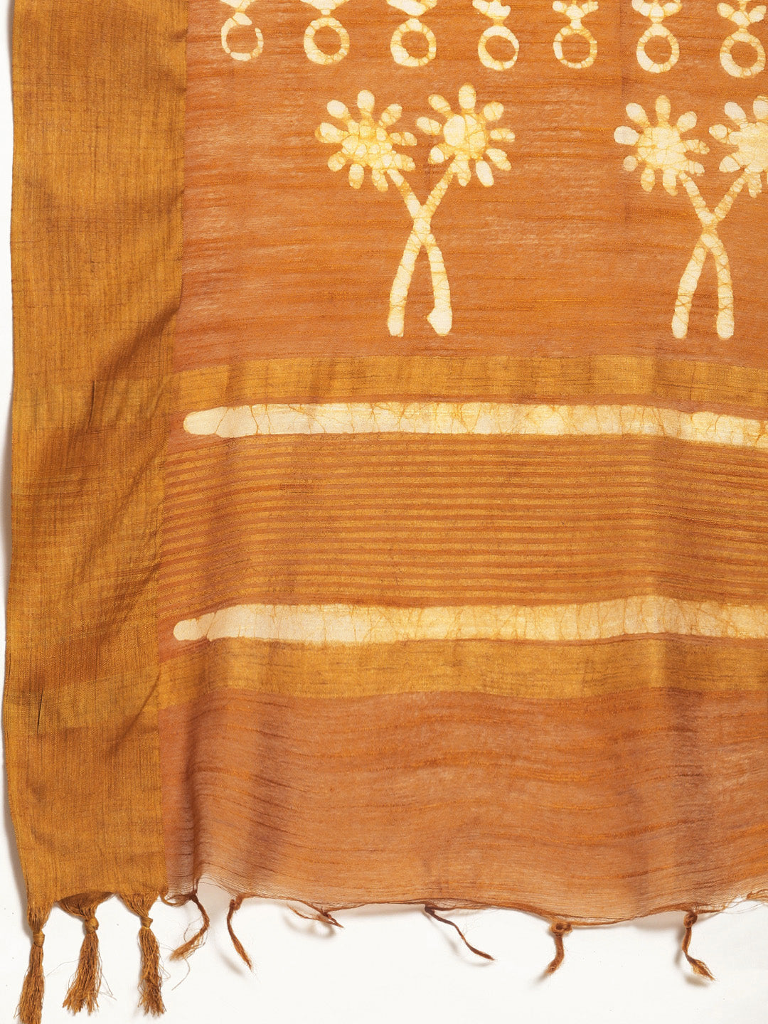 Mustard Yellow and Off-White Silk Blend Printed Bhagalpuri Chanderi Saree (NASR1-01-MUSTARD)