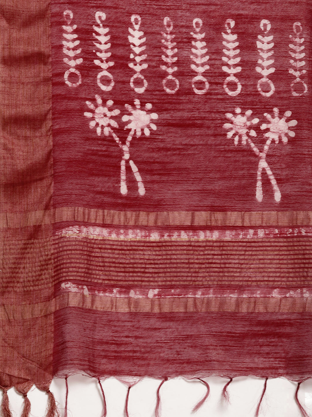 Red Silk Blend Batik Printed Chanderi Saree (NASR1-02-RED)