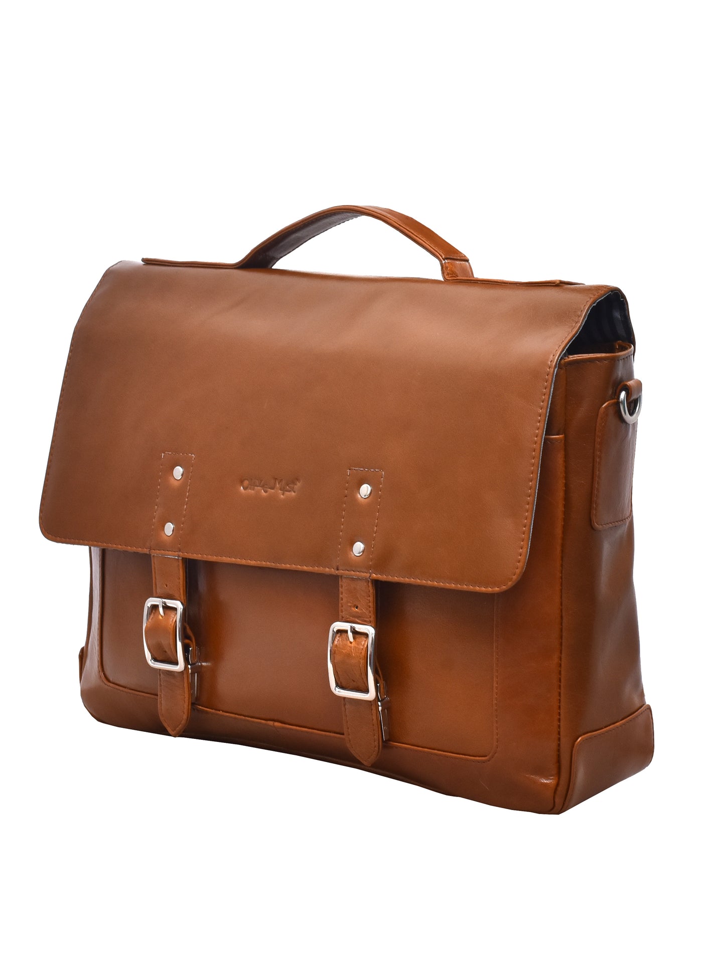 Unisex Genuine Leather Tan Laptop Bag for 16 Inches (OMLB-008-TAN)