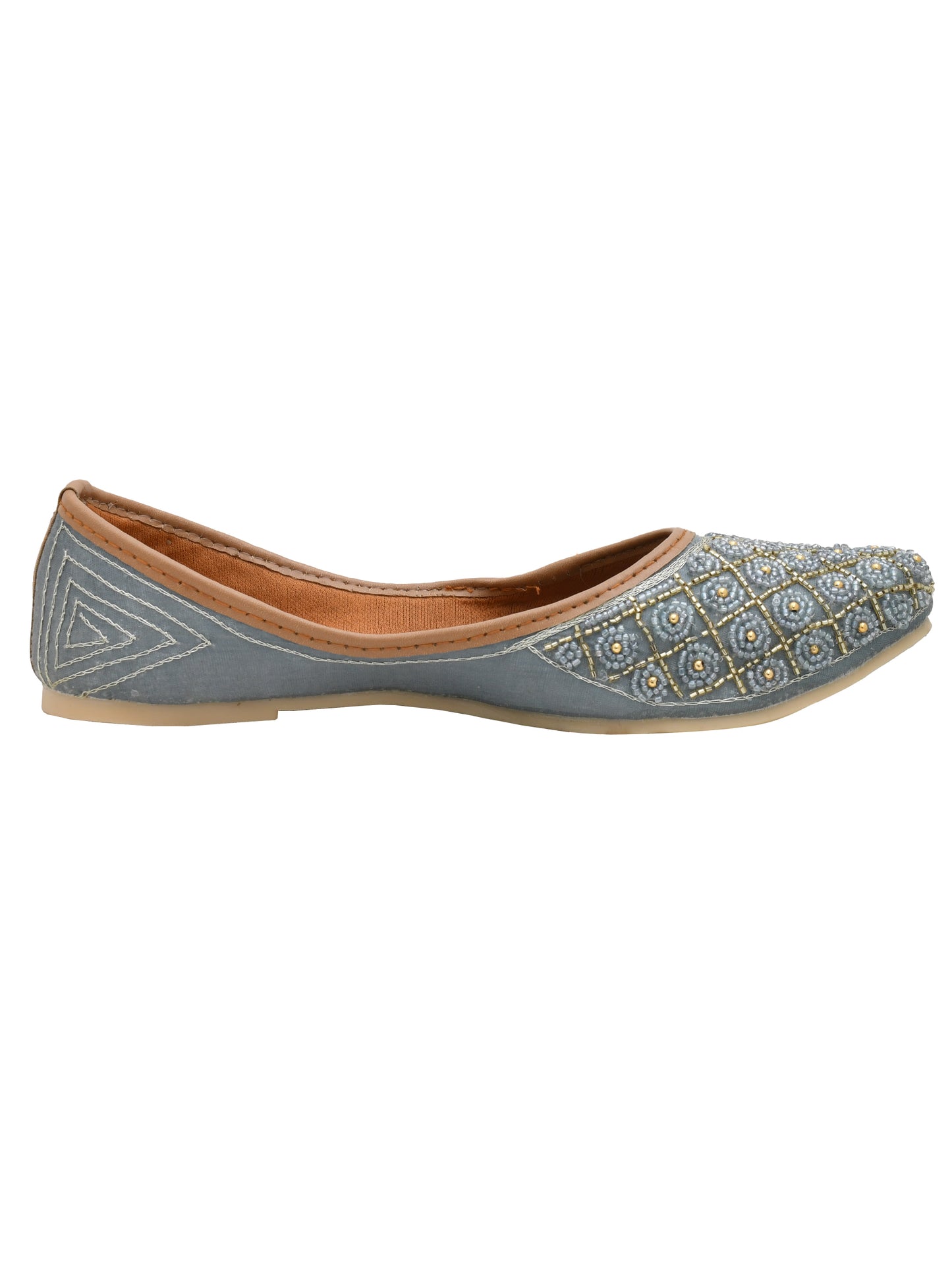 Women Embellished Ethnic Mojaris (OMMJW-001-GREY)