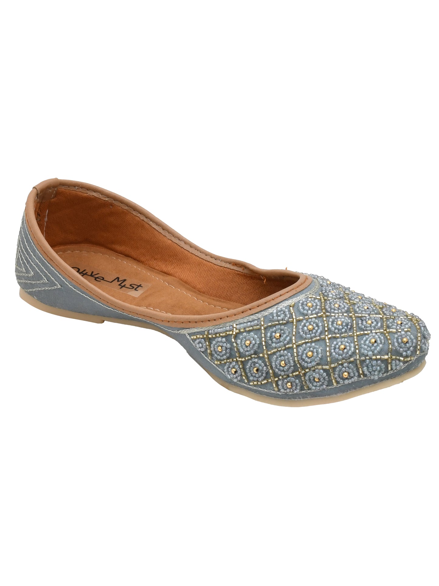 Women Embellished Ethnic Mojaris (OMMJW-001-GREY)