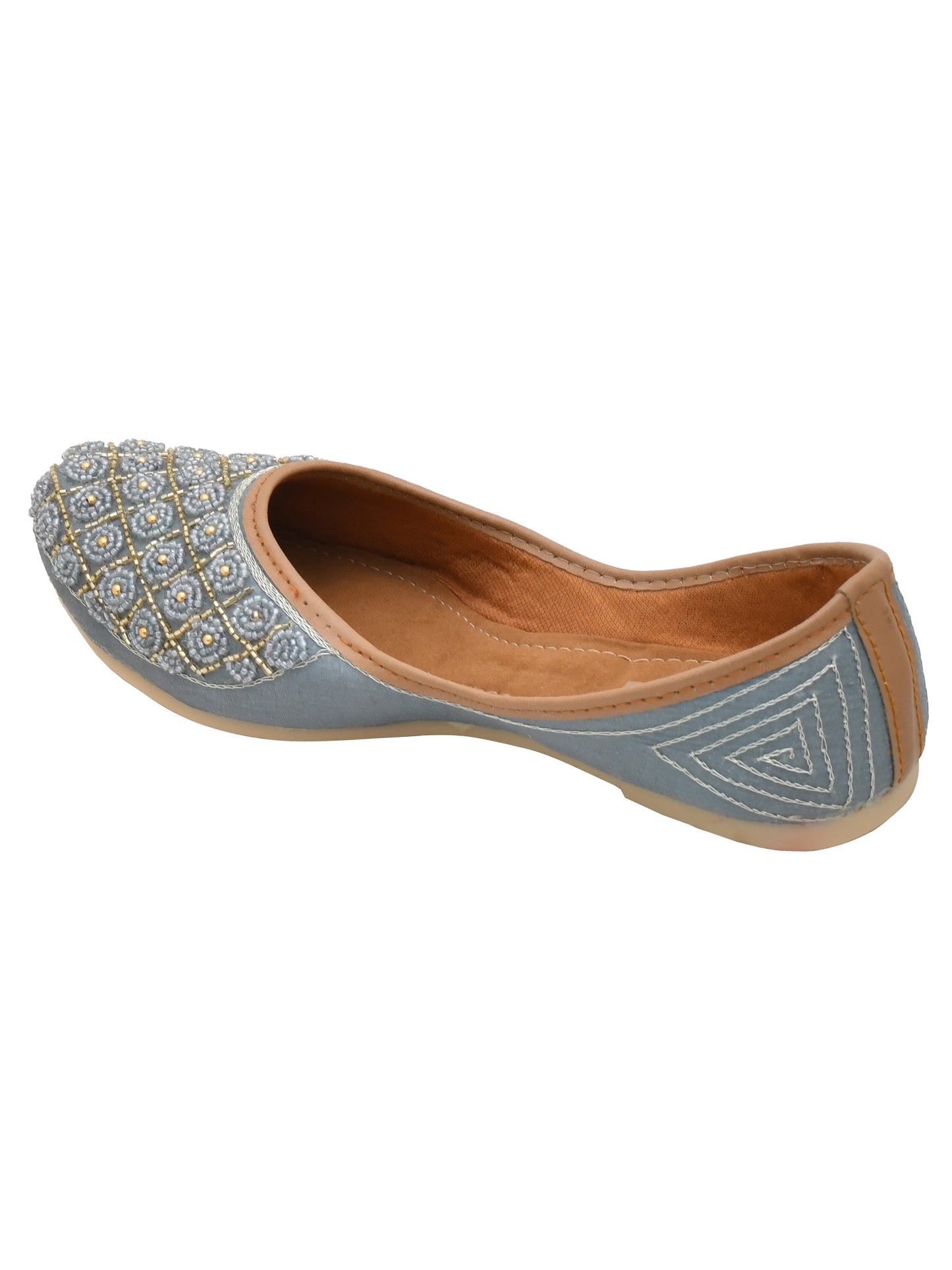 Women Embellished Ethnic Mojaris (OMMJW-001-GREY)