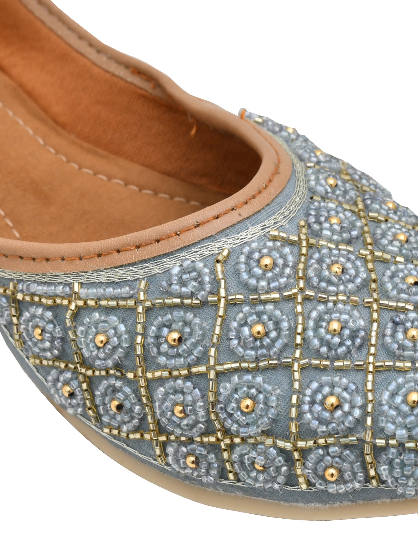 Women Embellished Ethnic Mojaris (OMMJW-001-GREY)