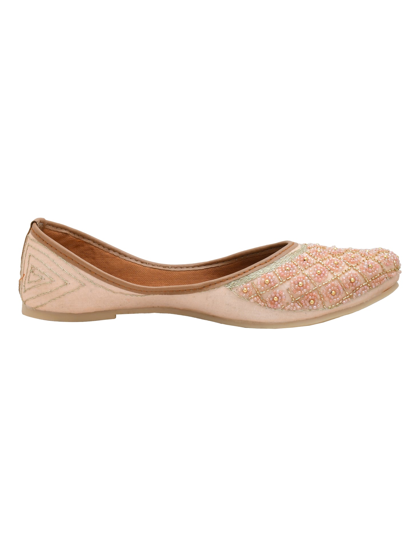 Women Embellished Ethnic Mojaris (OMMJW-001-PEACH)