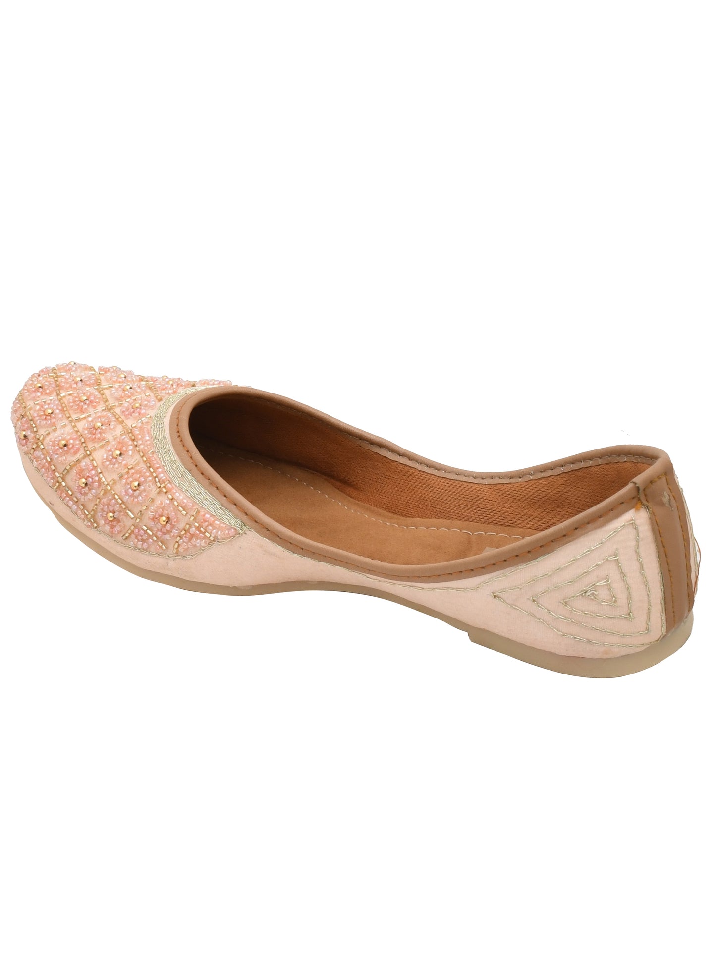 Women Embellished Ethnic Mojaris (OMMJW-001-PEACH)