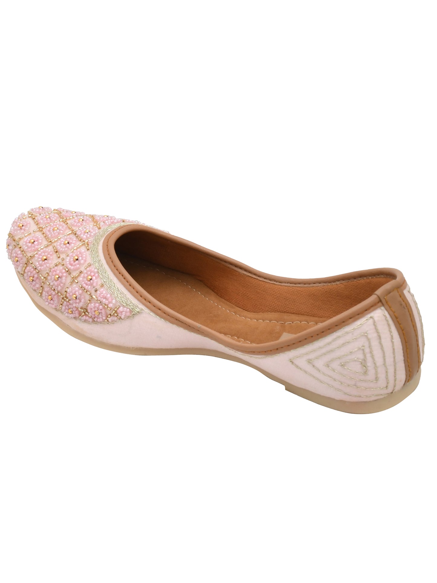 Women Ethnic Embellished Mojaris (OMMJW-001-PINK)