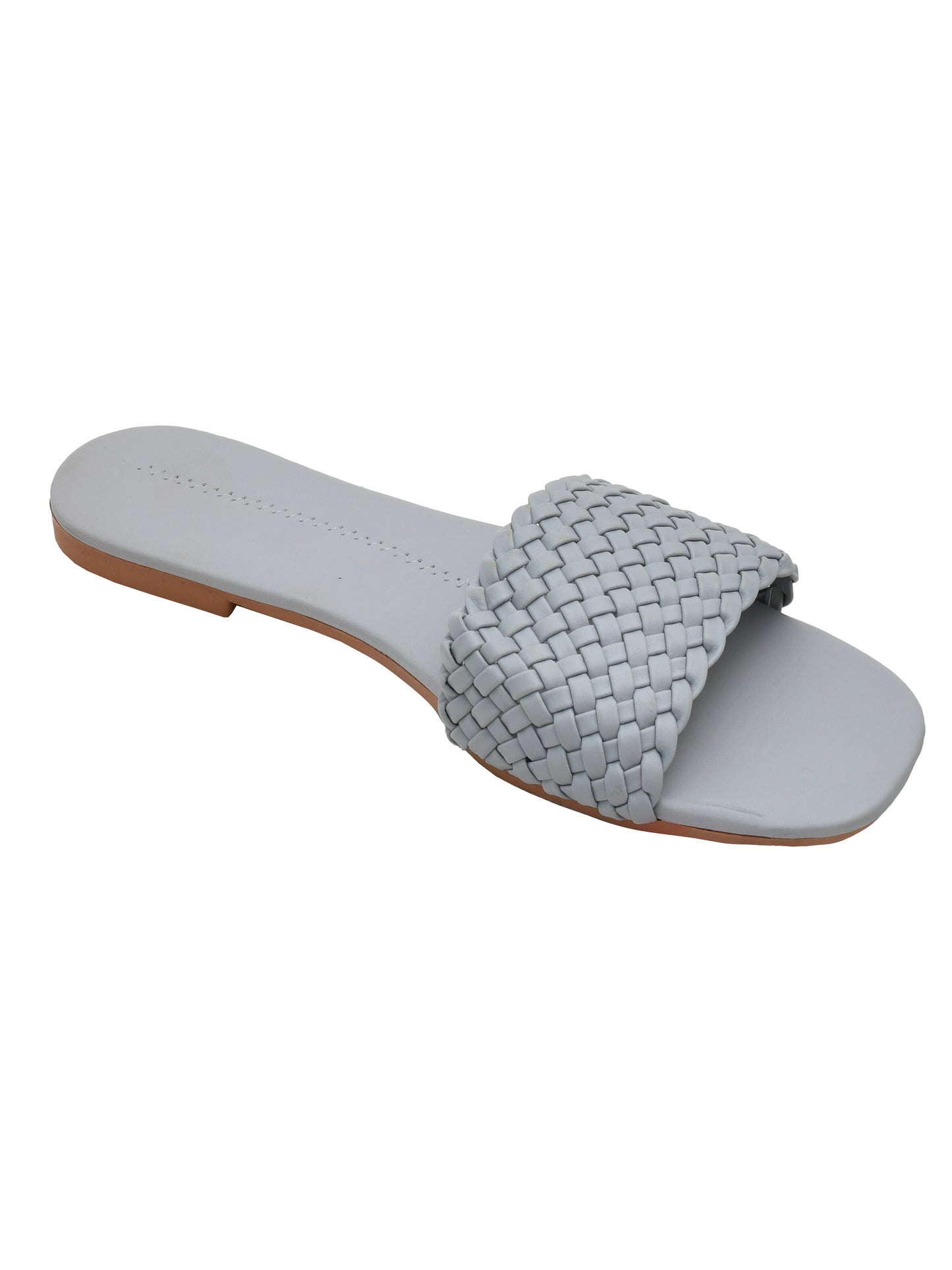 Woven Design Open Toe Flats (OMFLT-005-GMELANGE)