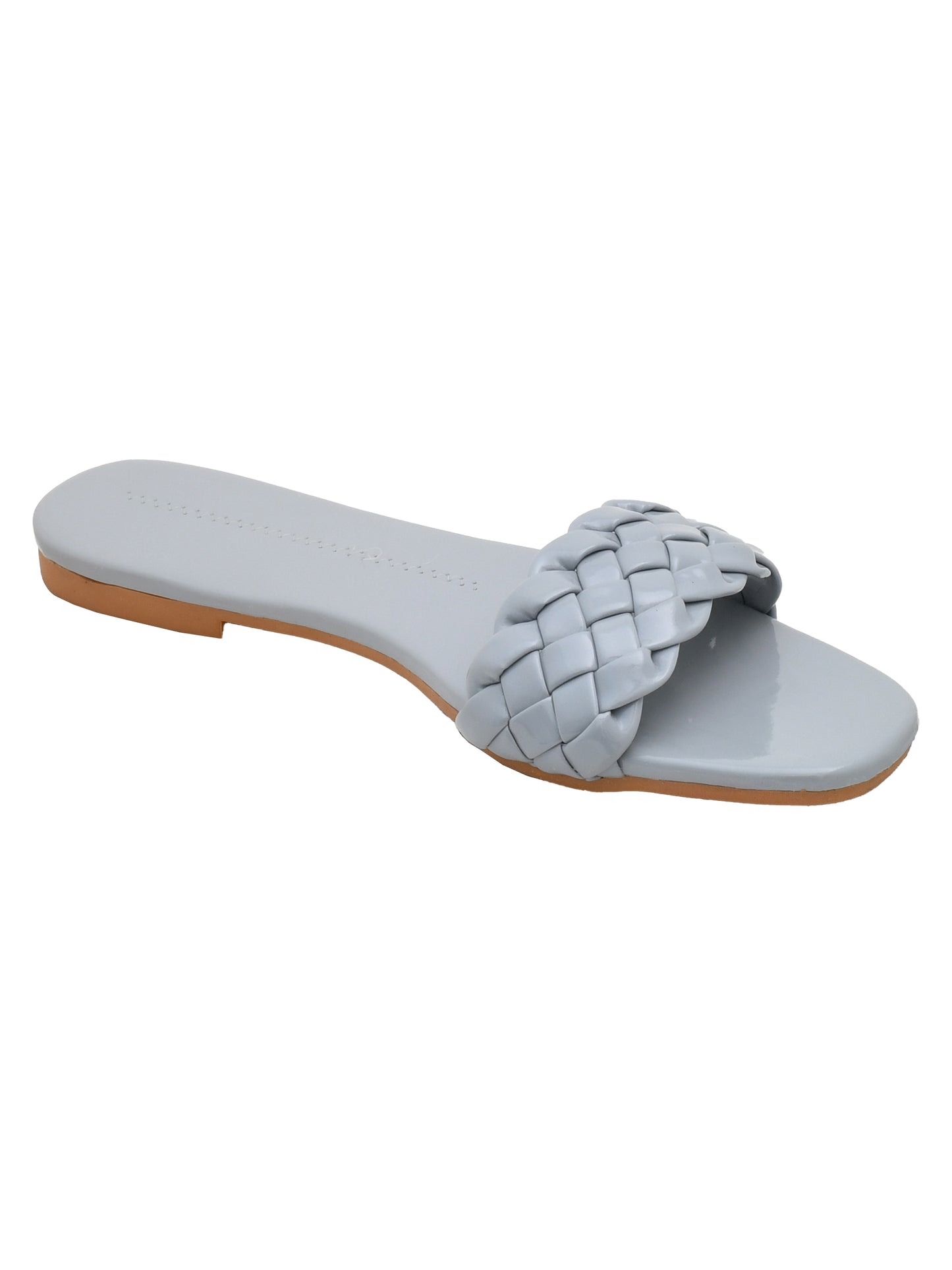 Women Woven Design Open Toe Flats (OMFLT-004-GMELANGE)