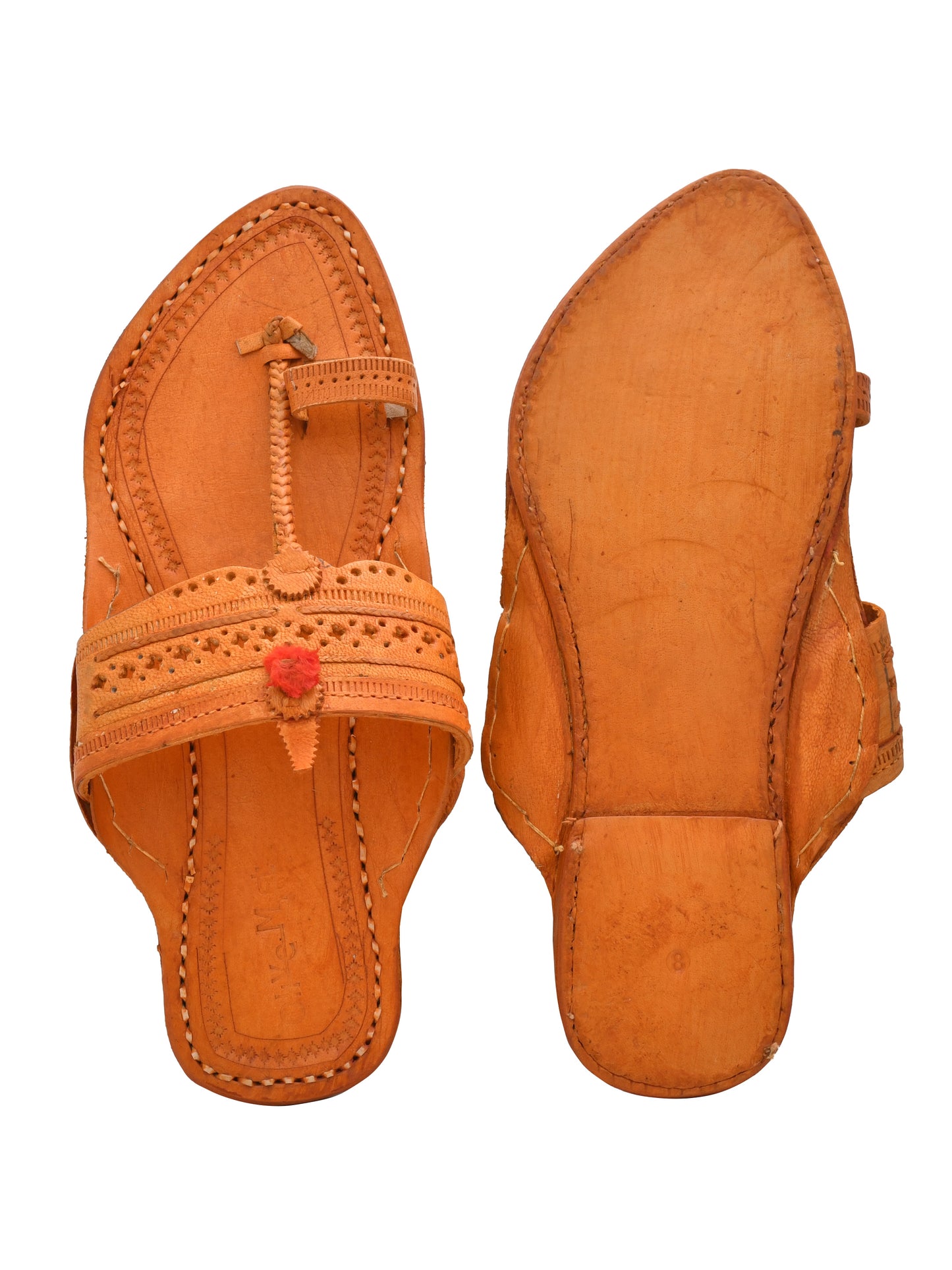 Men Brown Leather Ethnic Kolhapuris Comfort Sandals (OMKP-023-BROWN)