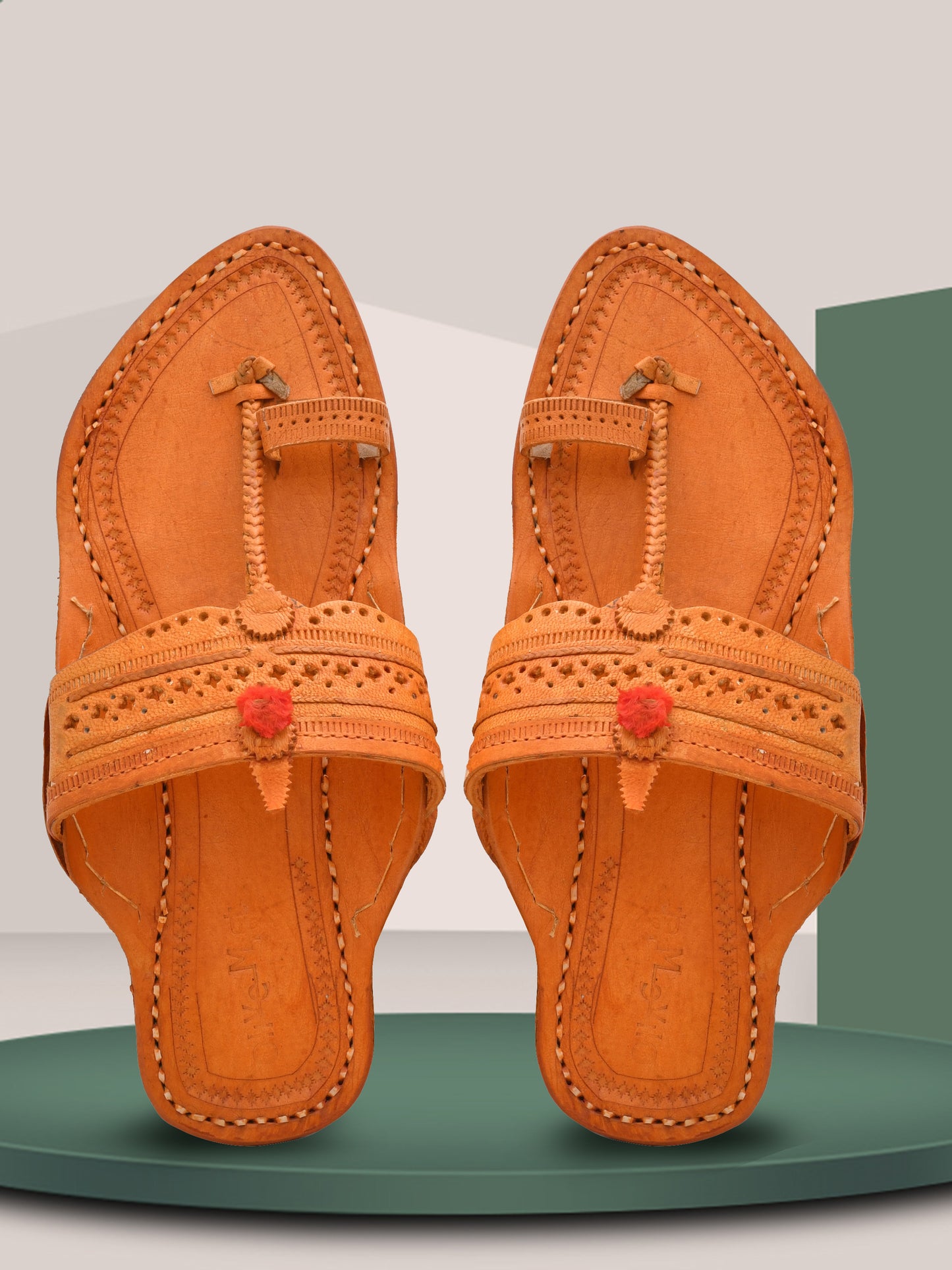 Men Brown Leather Ethnic Kolhapuris Comfort Sandals (OMKP-023-BROWN)