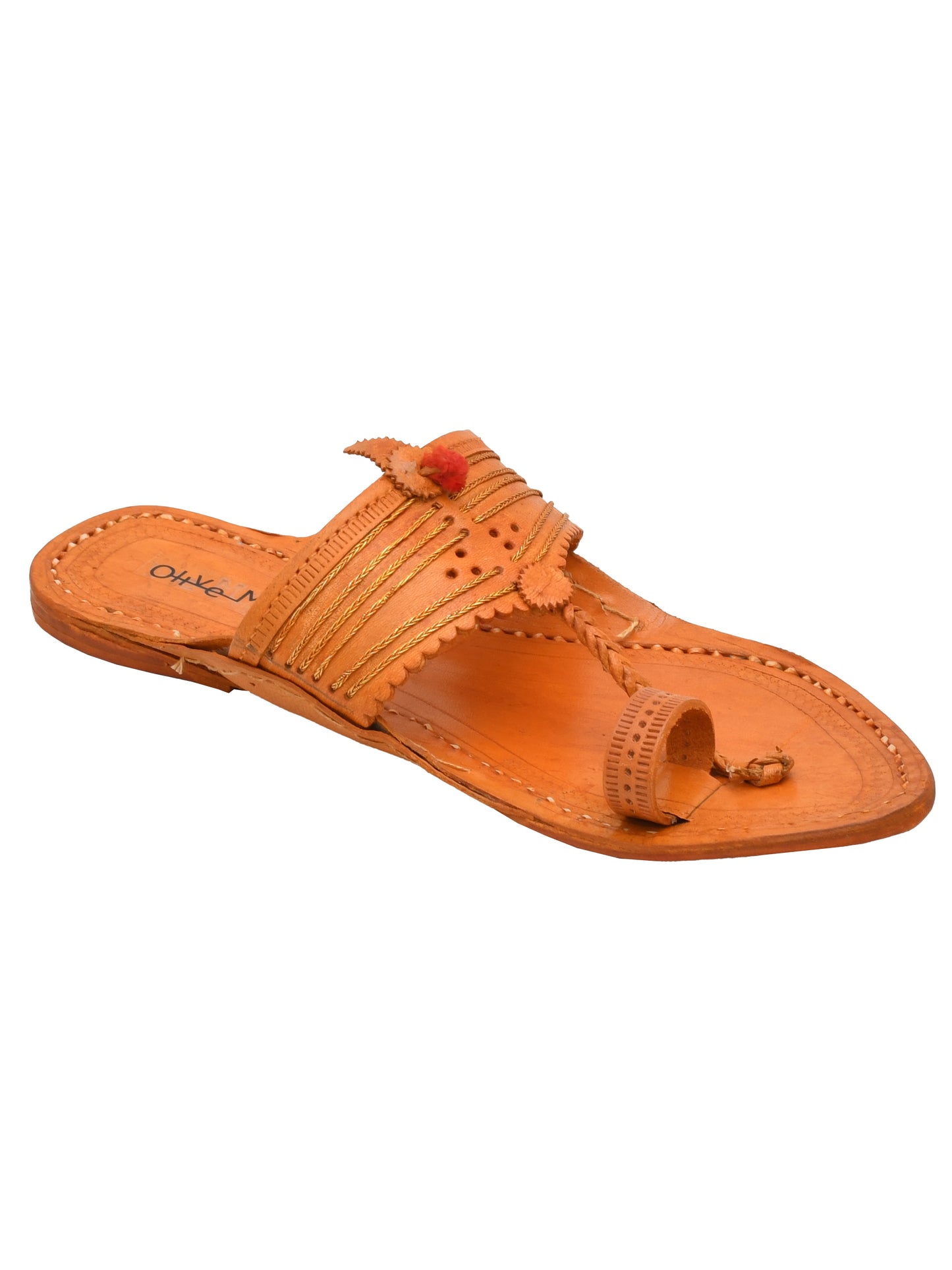 Men Leather Ethnic Kolhapuris Comfort Sandals (OMKP-021-BROWN)