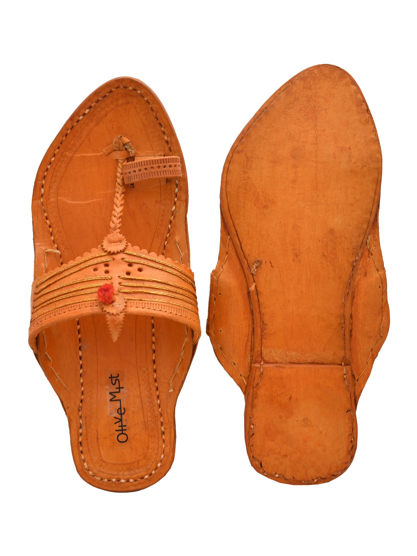 Men Leather Ethnic Kolhapuris Comfort Sandals (OMKP-021-BROWN)