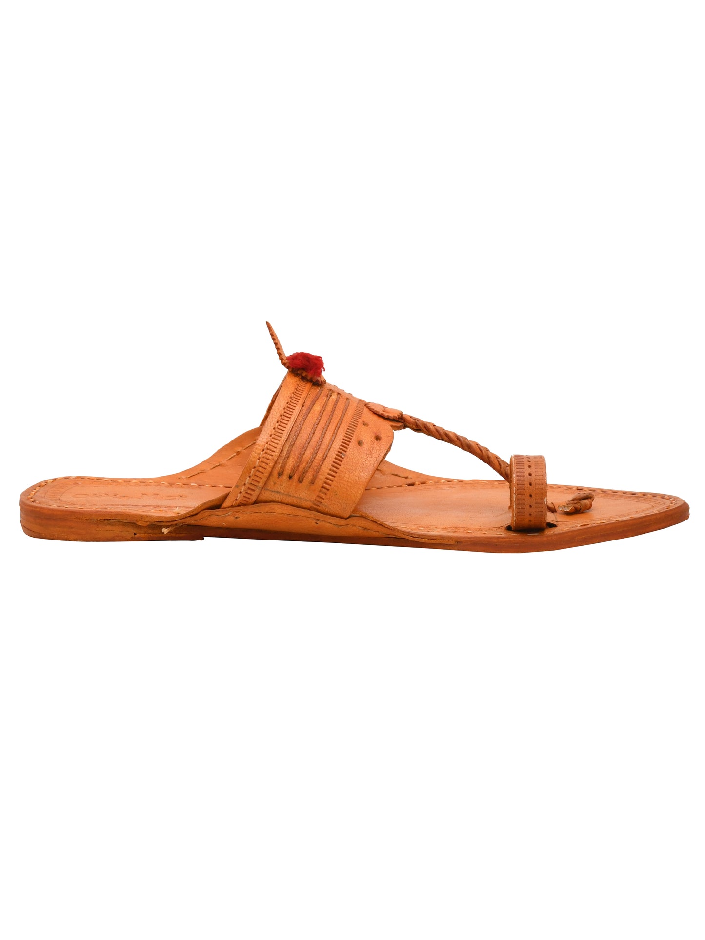 Men Leather Ethnic Kolhapuris Comfort Sandals (OMKP-024-BROWN)