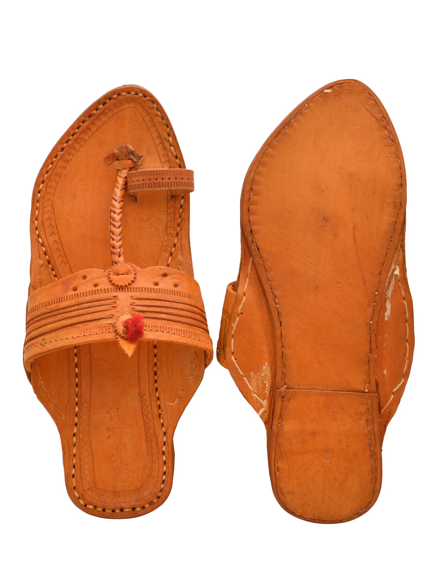 Men Leather Ethnic Kolhapuris Comfort Sandals (OMKP-024-BROWN)