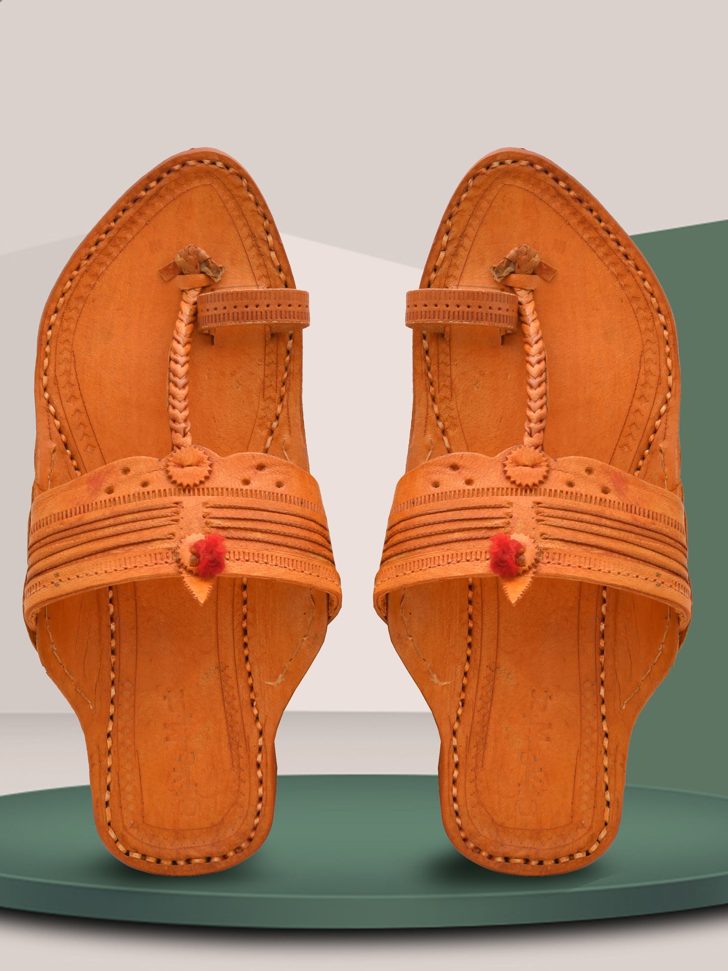 Men Leather Ethnic Kolhapuris Comfort Sandals (OMKP-024-BROWN)