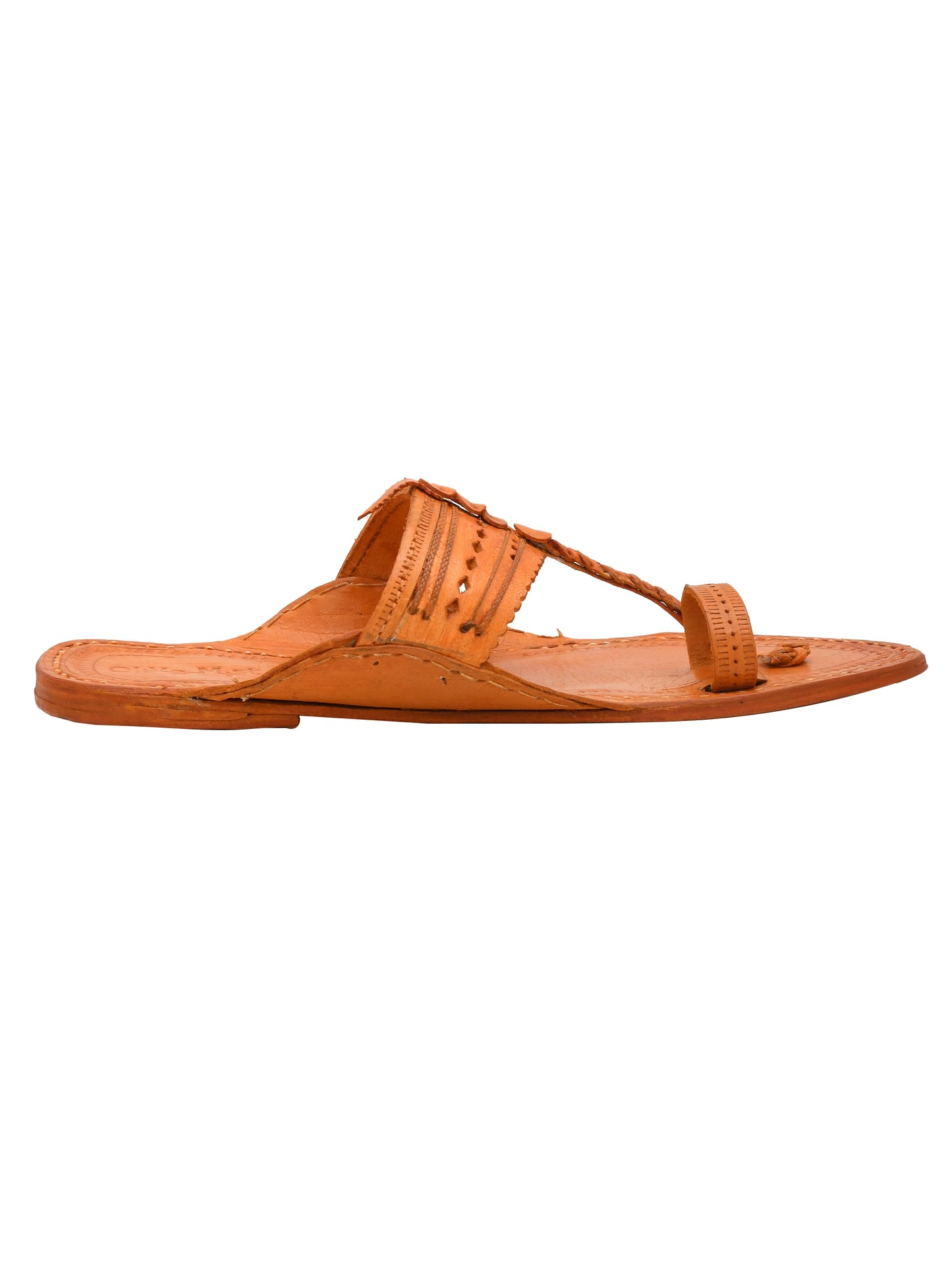 Men Leather Ethnic Kolhapuris Comfort Sandals (OMKP-027-BROWN)