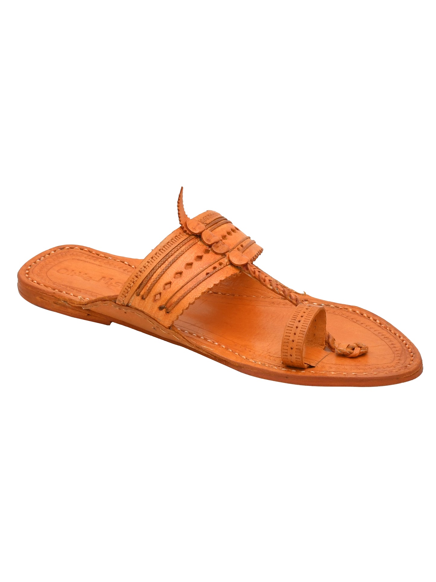 Men Leather Ethnic Kolhapuris Comfort Sandals (OMKP-027-BROWN)