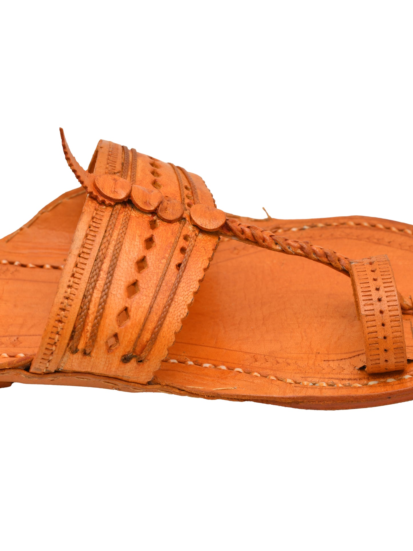 Men Leather Ethnic Kolhapuris Comfort Sandals (OMKP-027-BROWN)