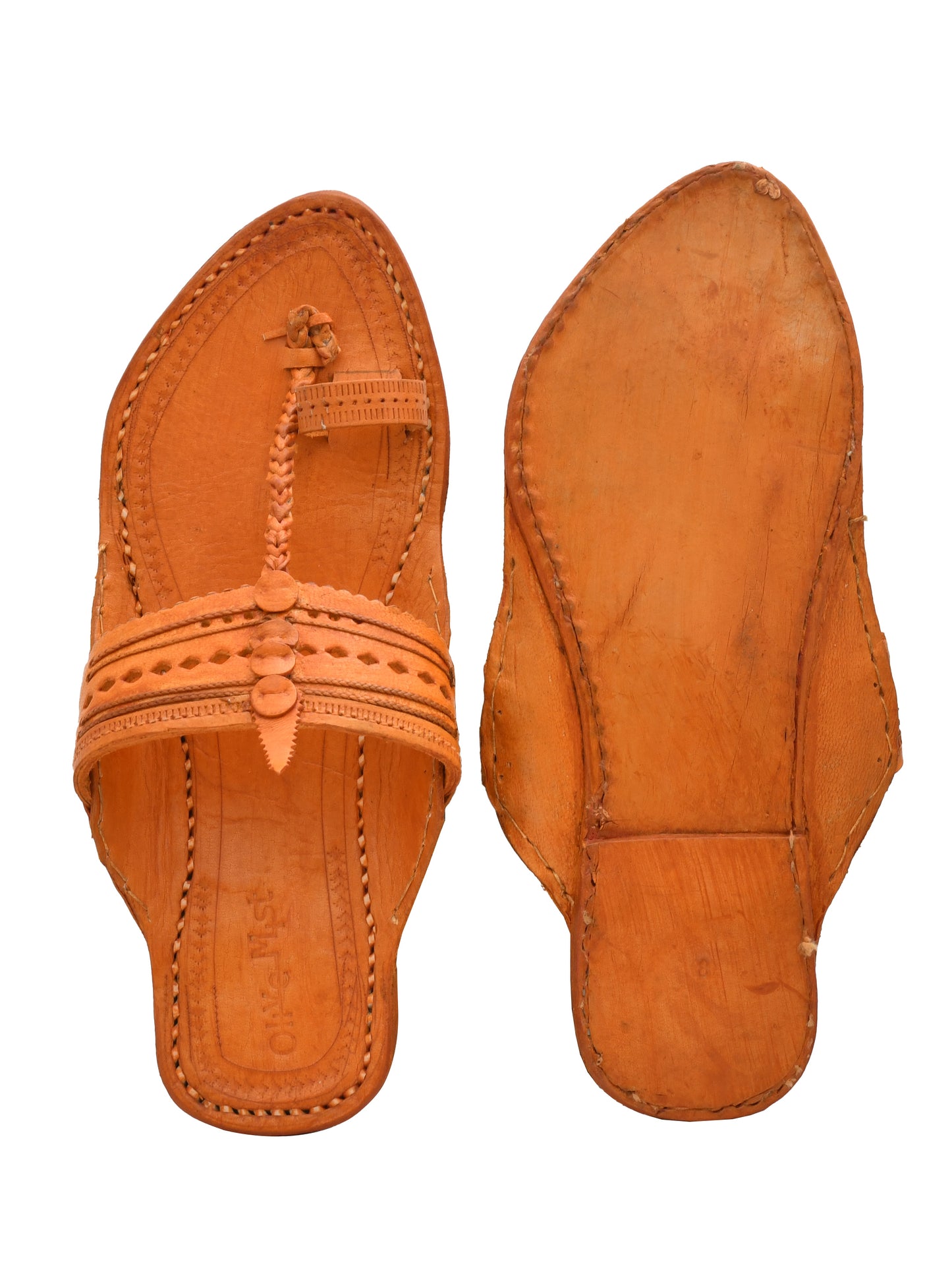 Men Leather Ethnic Kolhapuris Comfort Sandals (OMKP-027-BROWN)