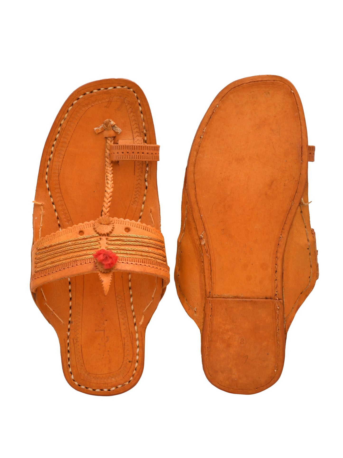 Men Leather Ethnic Kolhapuris Comfort Sandals (OMKP-025-BROWN)