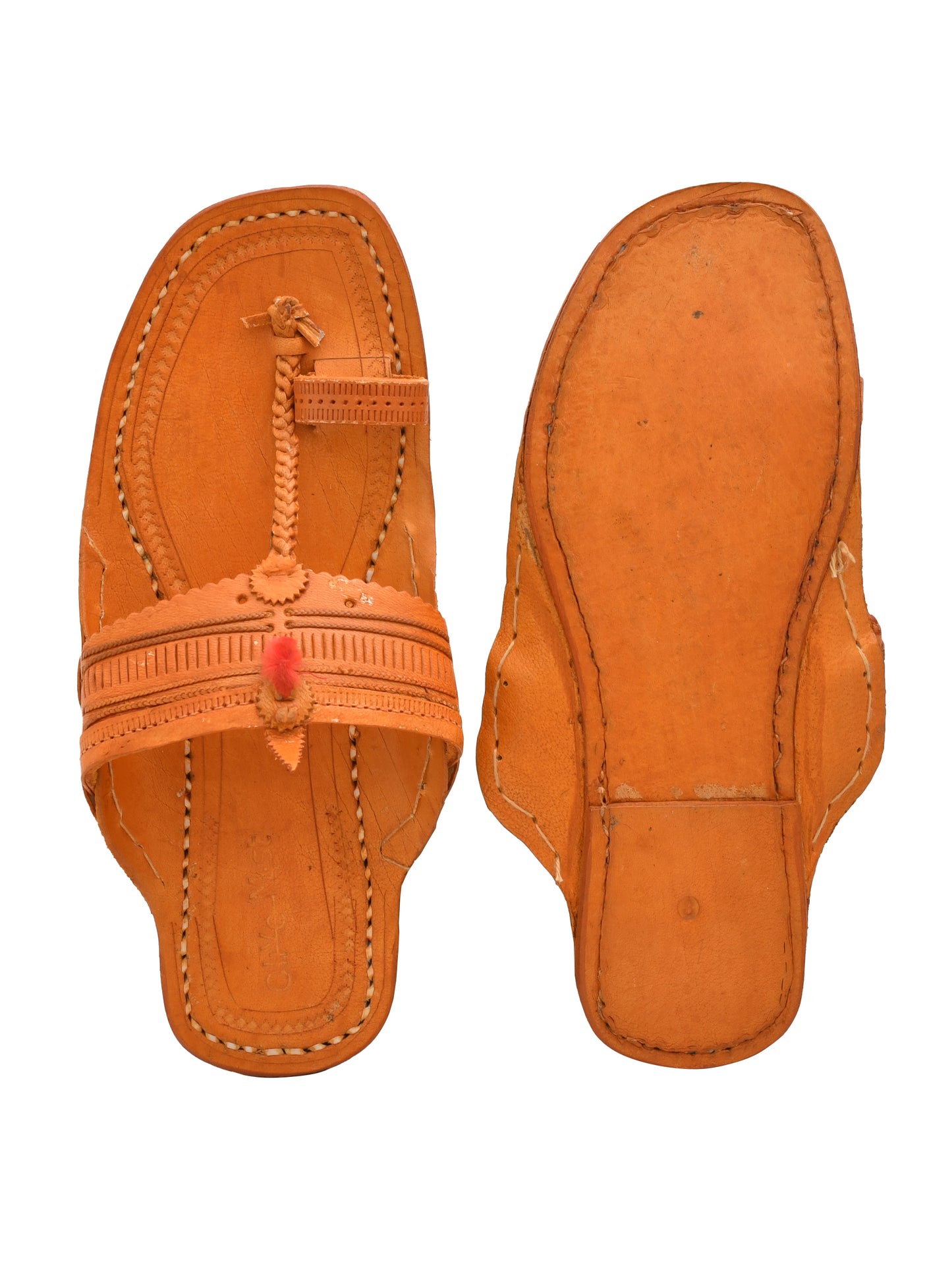 Men Leather Ethnic Kolhapuris Comfort Sandals (OMKP-026-BROWN)